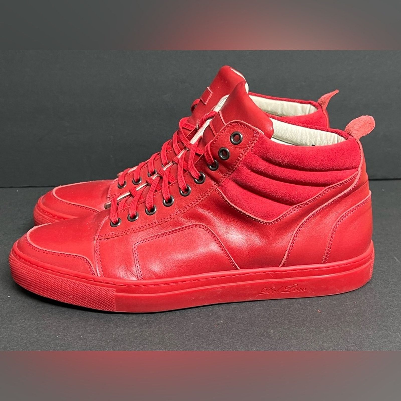 Del Toro Del Toro Red Handcrafted Leather Boxing High-Top Sneaker Size US 11 / EU 44 - 1 Thumbnail