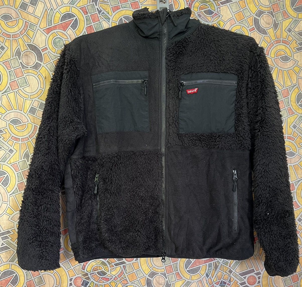 Levi's Fleece jacket/L/polyester/BLK/plain. (GJ35) Size US L / EU 52-54 / 3 - 1 Thumbnail