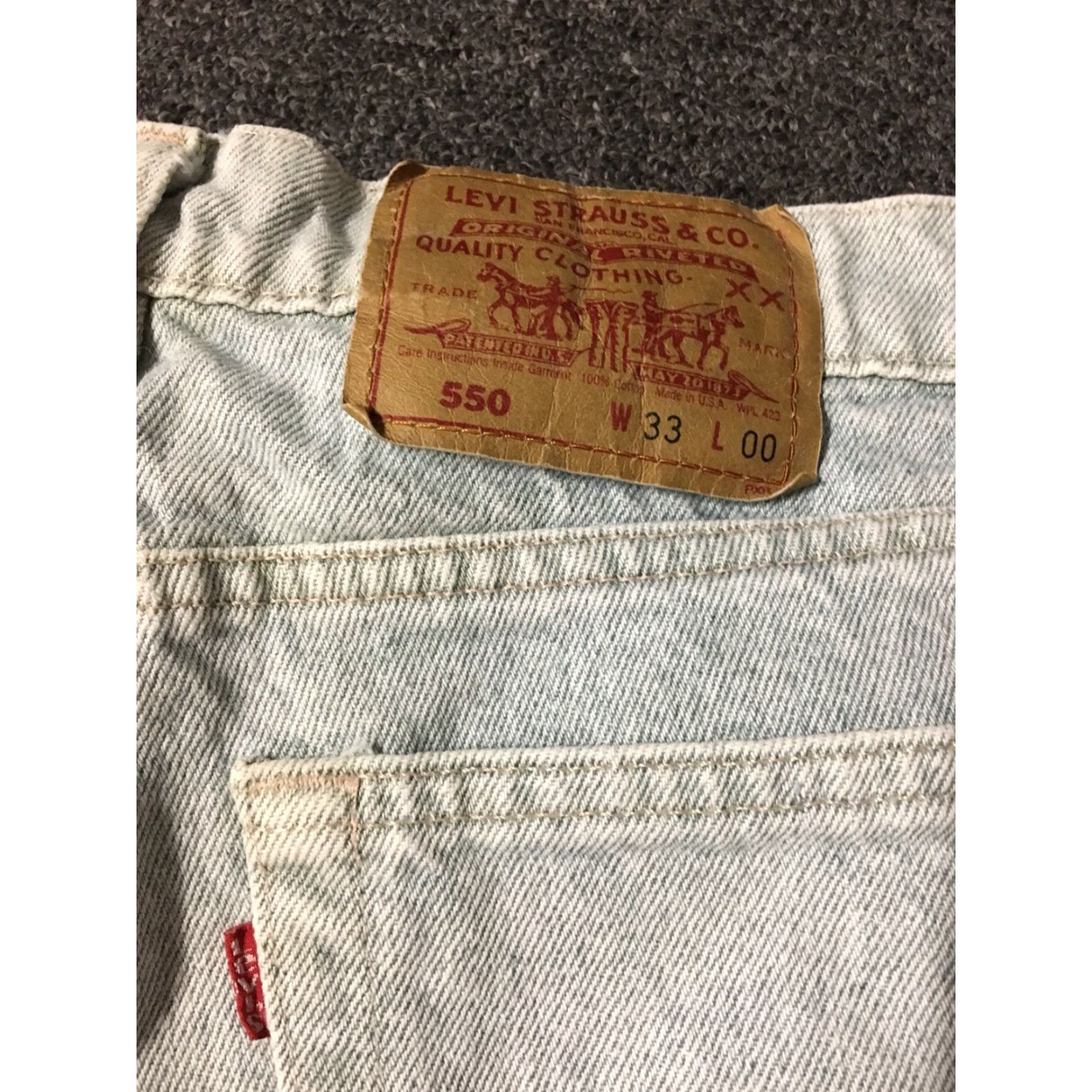 Levi's VINTAGE Levi's 550 Jeans Shorts 33 USA Made Denim Blue 90s Nautical Grunge Hip Hop Sailing Rock Beach Mens Jeans Shorts 33 US Made Levi's 550 Size US 33 - 2 Thumbnail