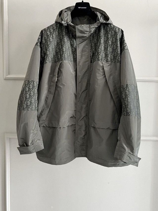 image of New! Dior Monogram Zip Up Pocket Hood Parka Jacket in Khaki, Men's (Size Large)