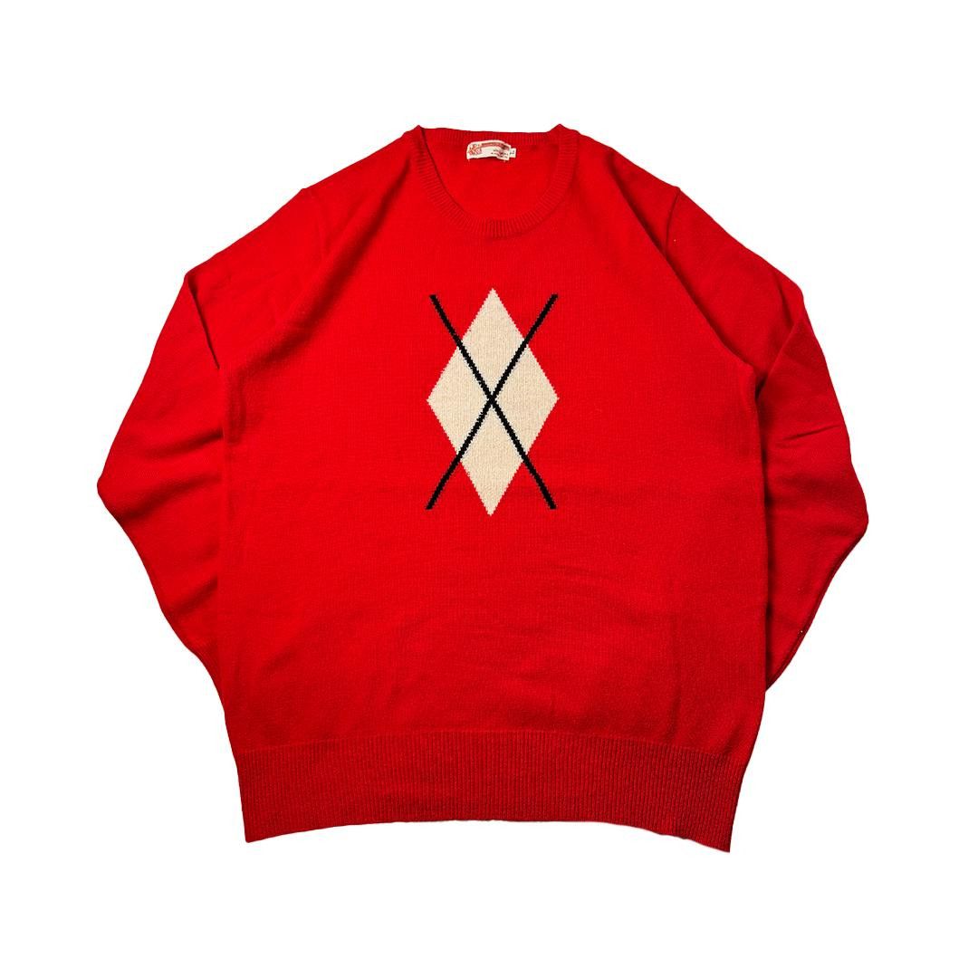 Bape BAPE Red Argyle 90s Knit Sweater (L) Size US L / EU 52-54 / 3 - 1 Thumbnail