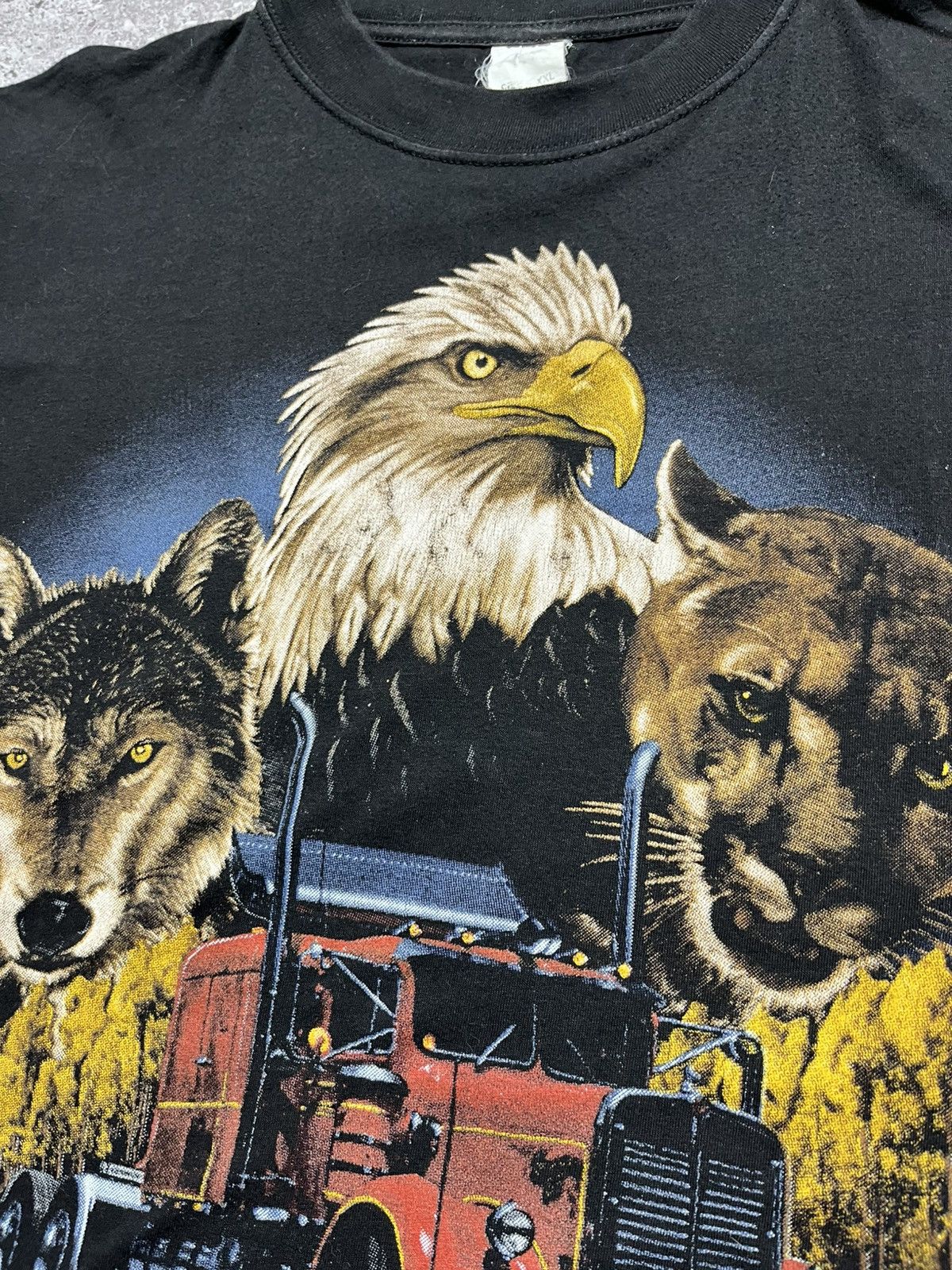 Vintage Vintage 90s WILD ROAD American Truck Harley Davidson T-shirt Size US XXL / EU 58 / 5 - 6 Thumbnail