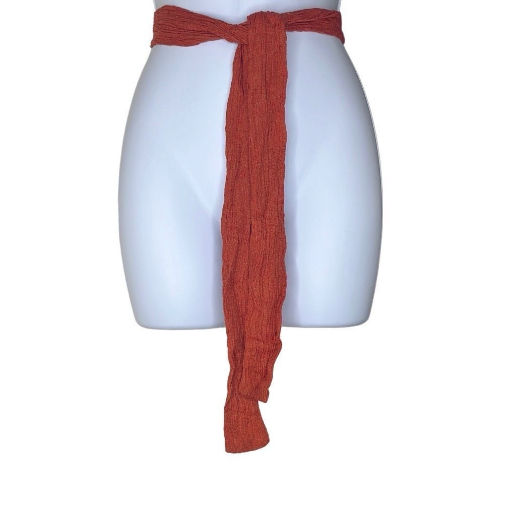 Other Savannah Morrow Womens Long Tie Belt Rust Color Crinkle Gauz Size ONE SIZE - 1 Thumbnail