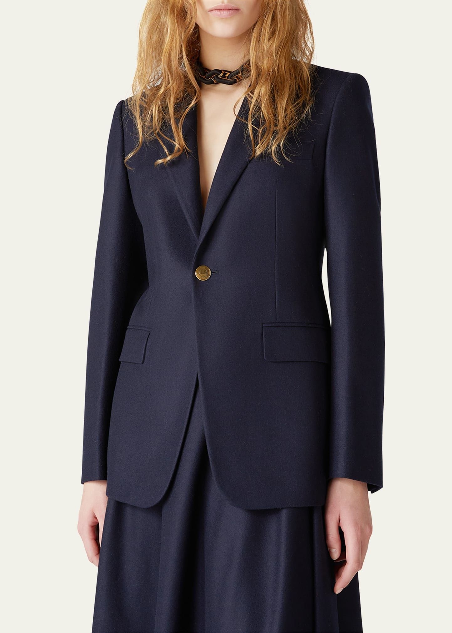 Loro Piana o1w1db10825 FAO5976 Hellen Single-Breasted Jacket Navy Blue Size M / US 6-8 / IT 42-44 - 4 Thumbnail
