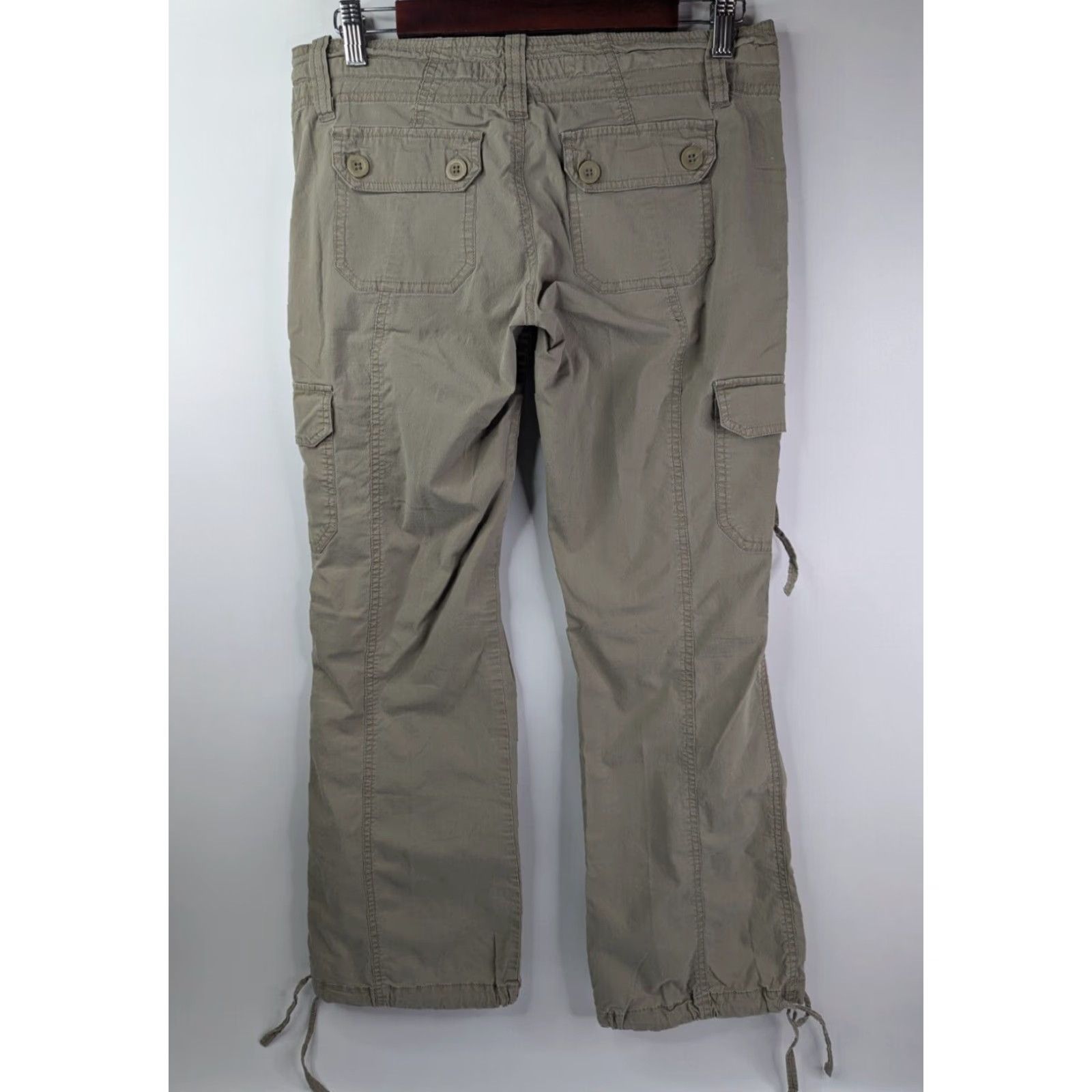 Anchor Blue Anchor Blue Khaki Beige Low Rise Cargo Tie Hem Women's Size 7 Cotton 90s Y2K Size ONE SIZE - 6 Thumbnail