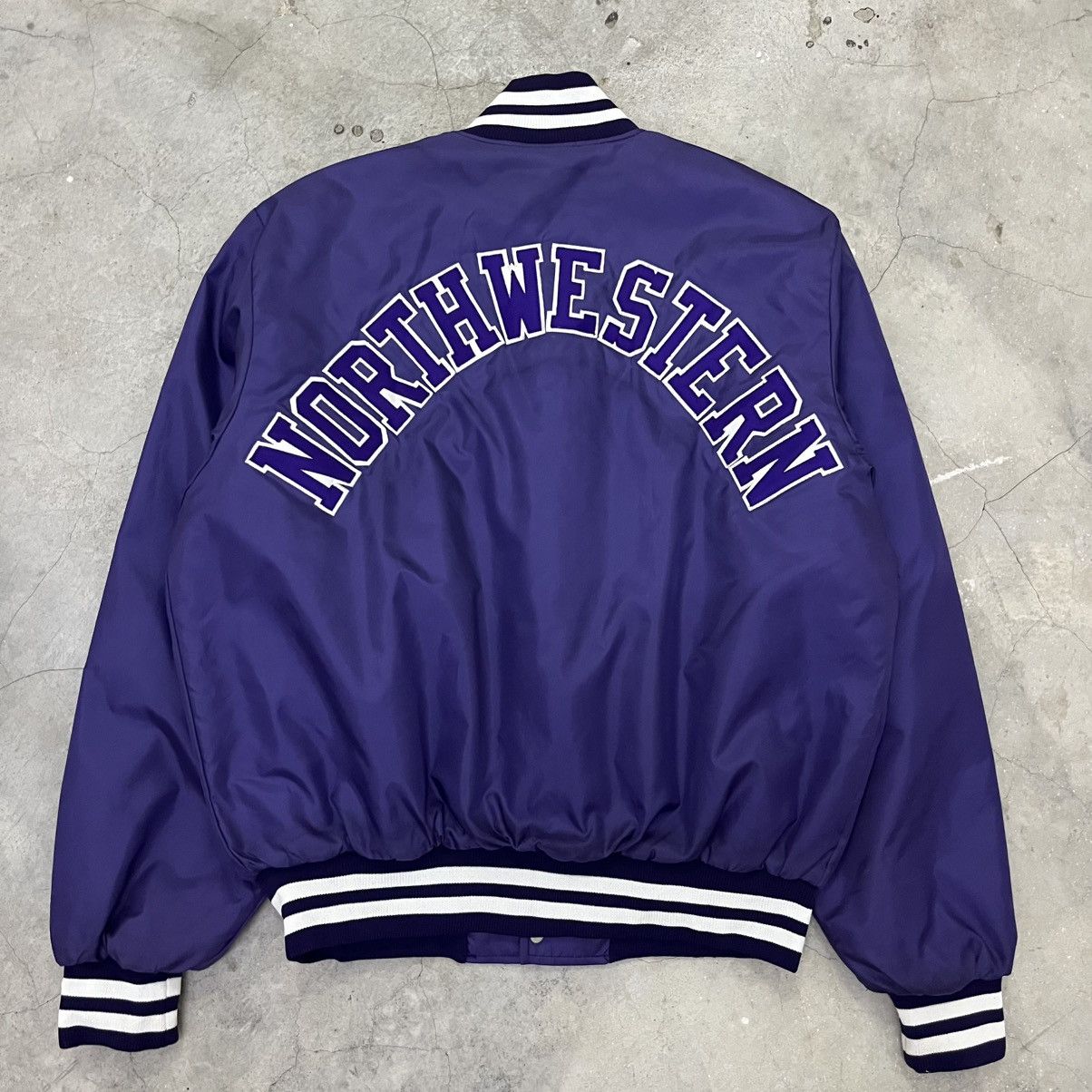 Vintage Vtg Northwestern Satin Bomber Jacket Size US L / EU 52-54 / 3 - 1 Thumbnail