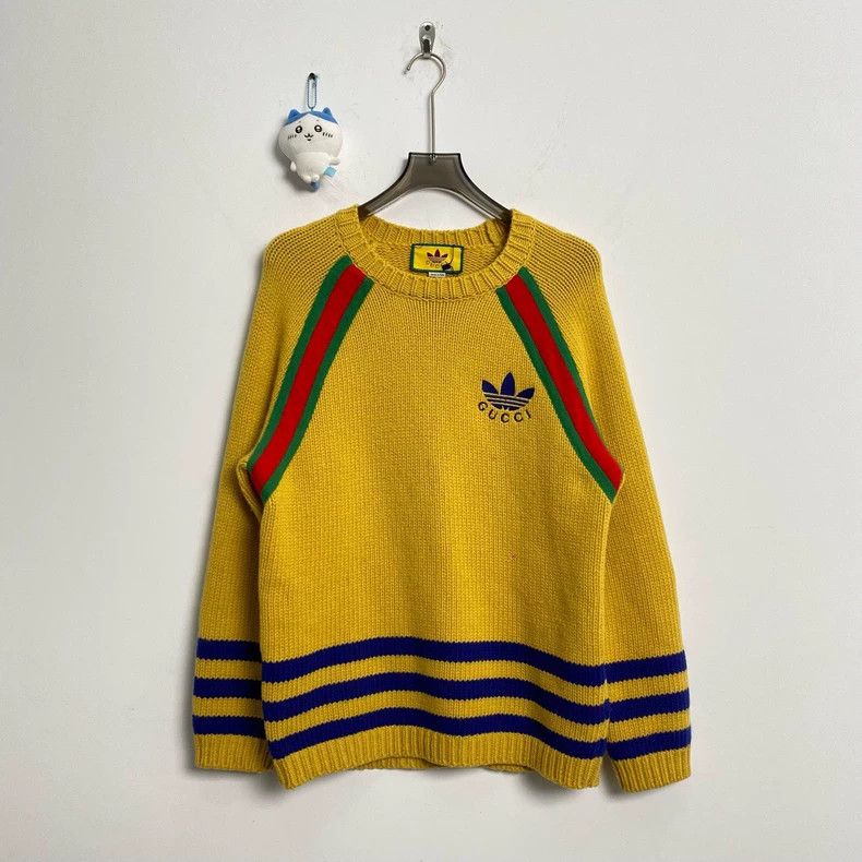 Gucci Gucci Adidas co-branded color-blocked clover logo wool swea Size US S / EU 44-46 / 1 - 1 Thumbnail