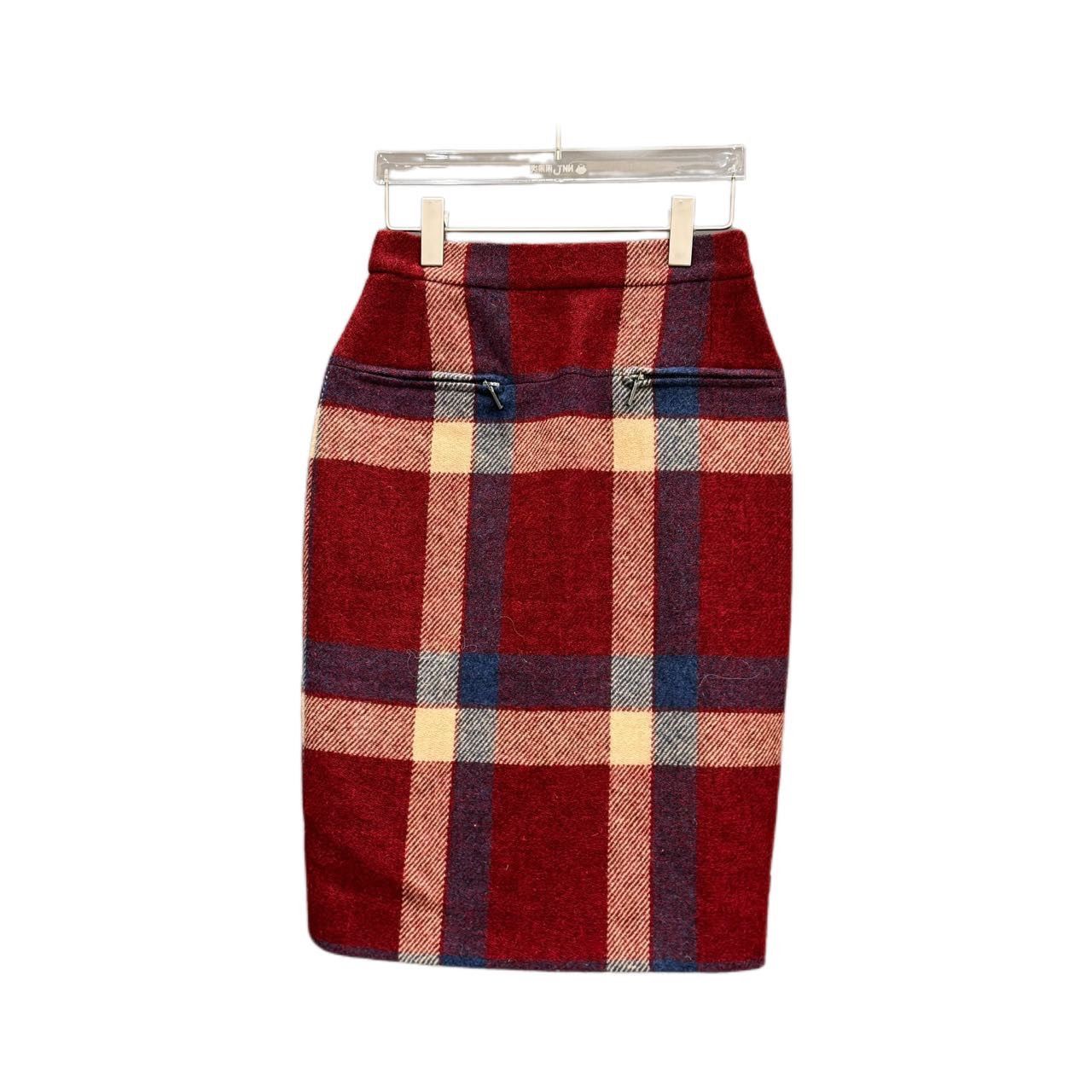 Chanel Chanel Red Plaid Wool Skirt K26WX Size 25" / US 0 / IT 36 - 2 Thumbnail