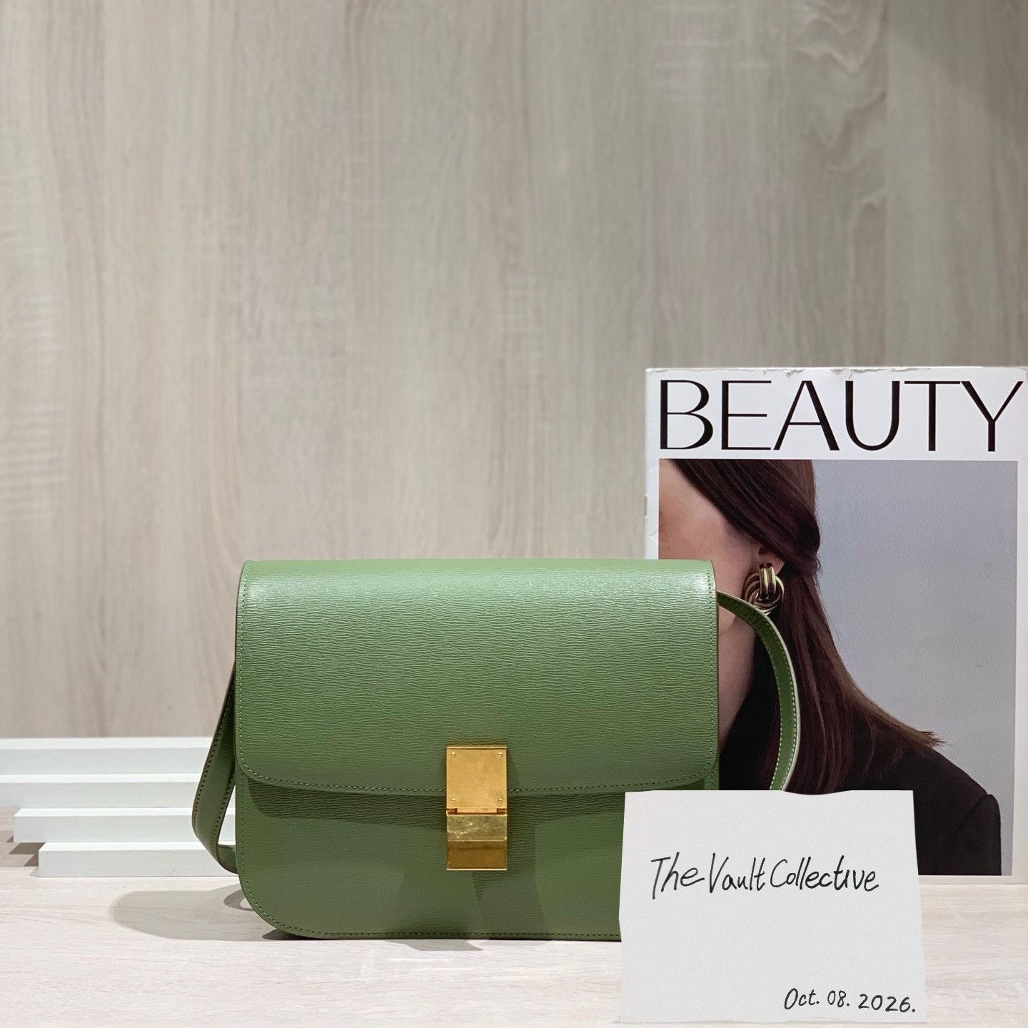 Celine CELINE CLASSIC BOX Medium green cowhide leather tofu bag crossbody bag Size ONE SIZE - 1 Thumbnail