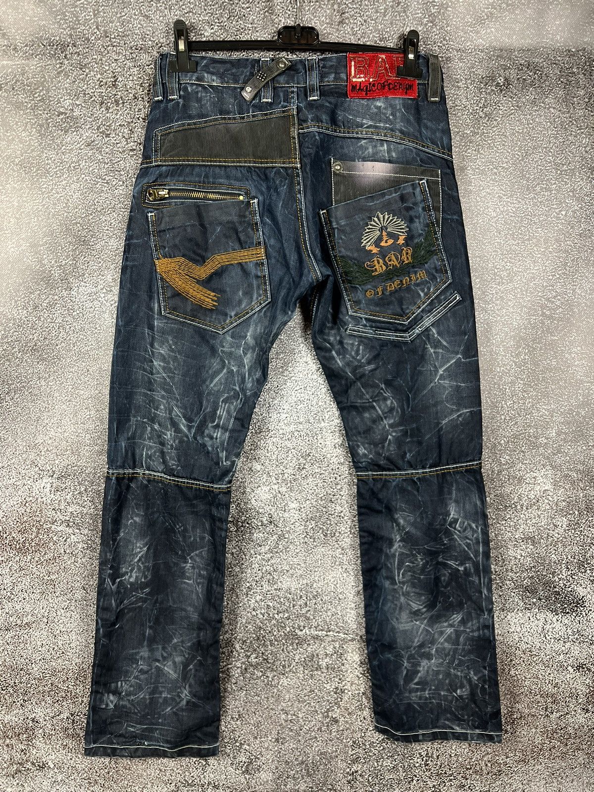 Japanese Brand Bar Magic of Denim Distressed multipocket men’s denim pants Size US 31 - 2 Thumbnail