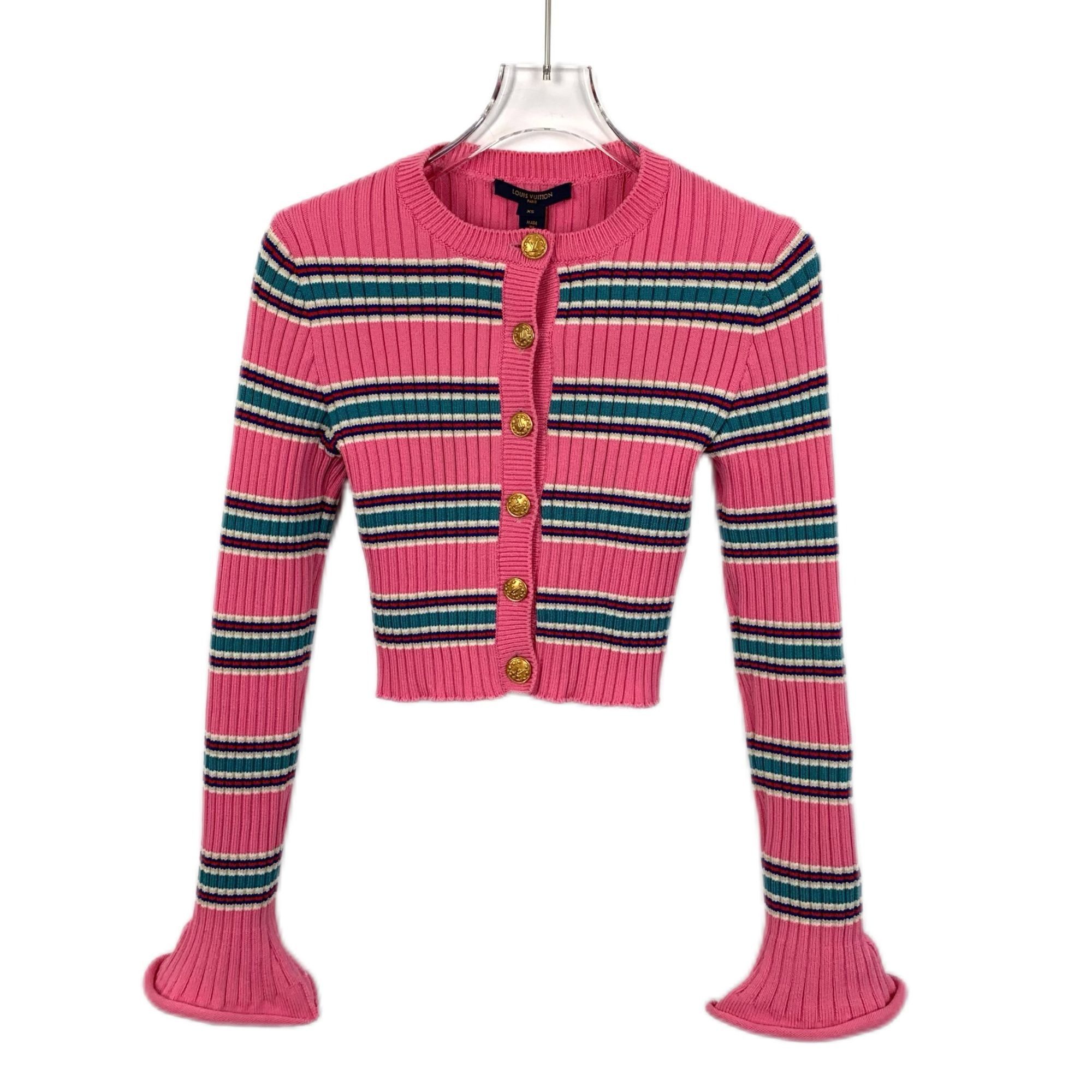 Louis Vuitton Louis Vuitton Pink Striped Flared Sleeve Knit Cardigan XS Si Size XS / US 0-2 / IT 36-38 - 1 Thumbnail
