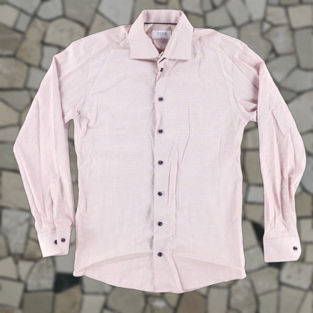 Eton Eton Contemporary Twill Cotton Solid Long Sleeve Button Up Shirt White Men's 40 Size US L / EU 52-54 / 3 - 1 Thumbnail