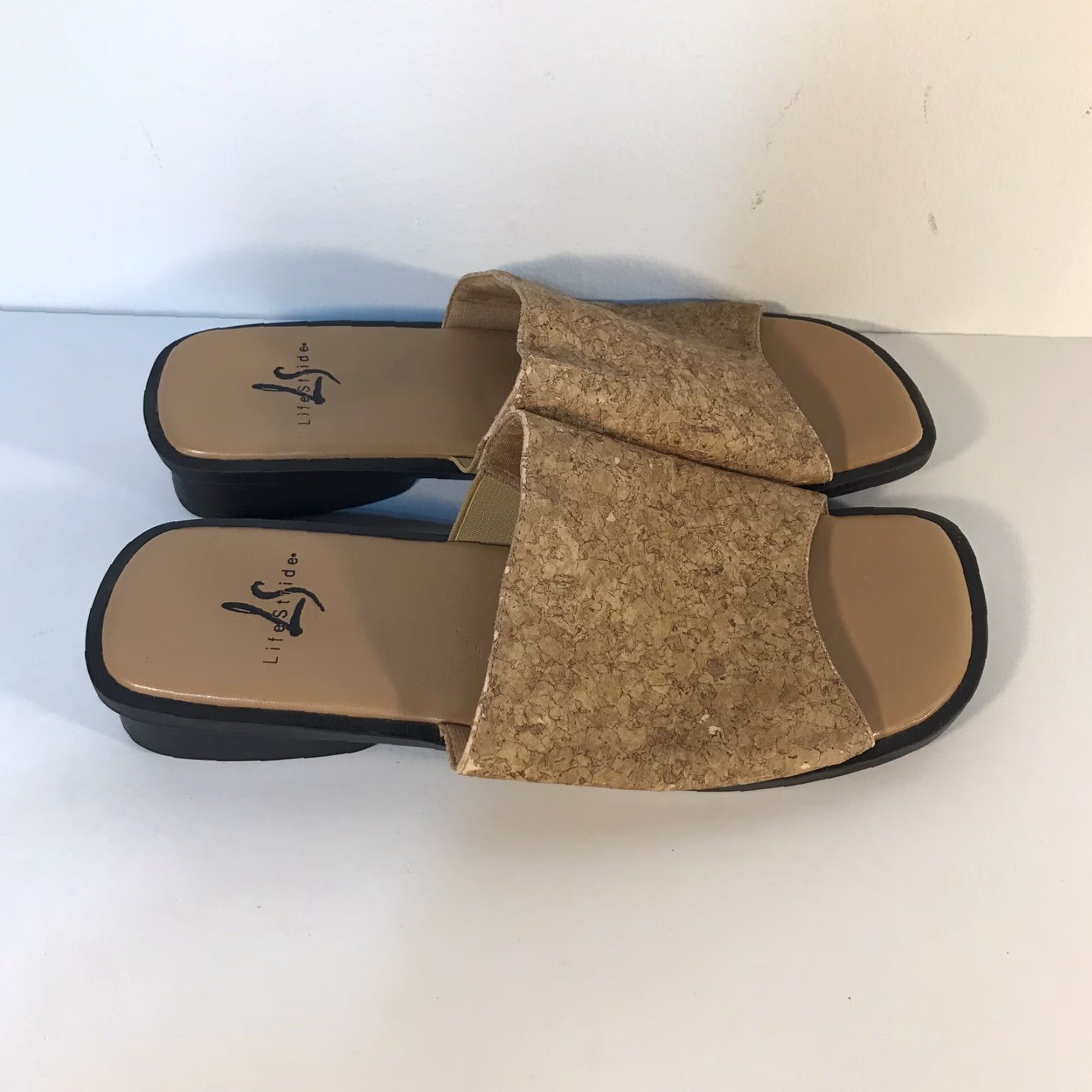 Vintage LIFESTRIDE Beige Slide Sandals Womens Size 6M Flat Comfort Casual Travel Size US 6 / IT 36 - 4 Thumbnail