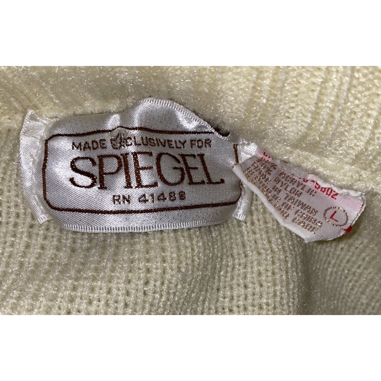 Vintage Spiegel Sweater Full Zip Mens L Beige Acrylic/Nylon Size US L / EU 52-54 / 3 - 6 Thumbnail