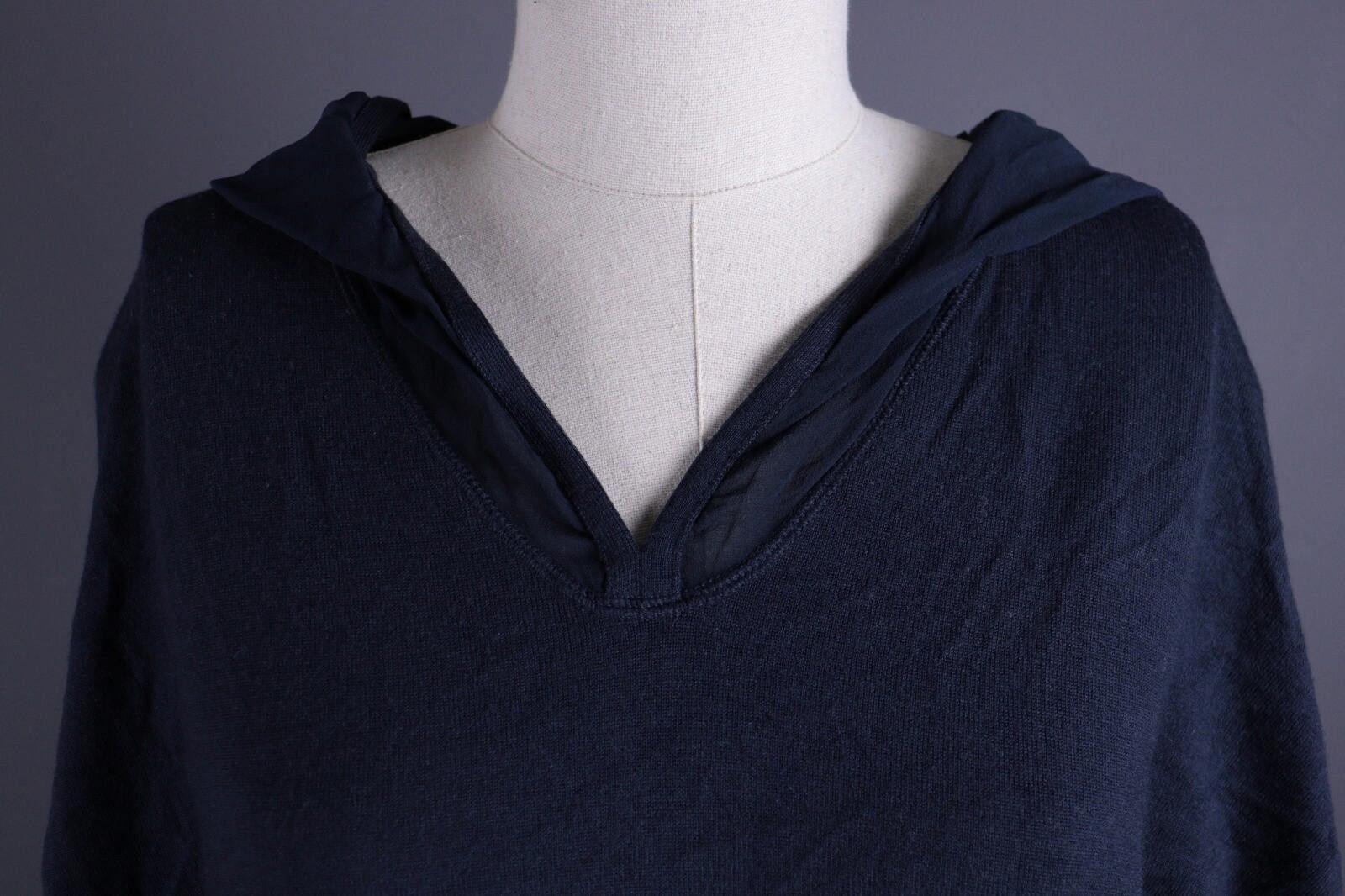 Designer Annette Gortz Dark Blue Wool Hooded Oversized Sweater Size M Size M / US 6-8 / IT 42-44 - 4 Thumbnail