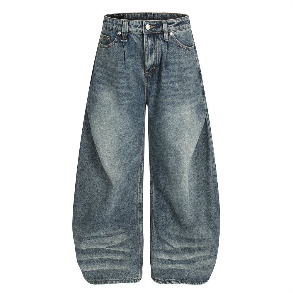 Jean American retro washed distressed curved jeans Size US 32 / EU 48 - 1 Thumbnail