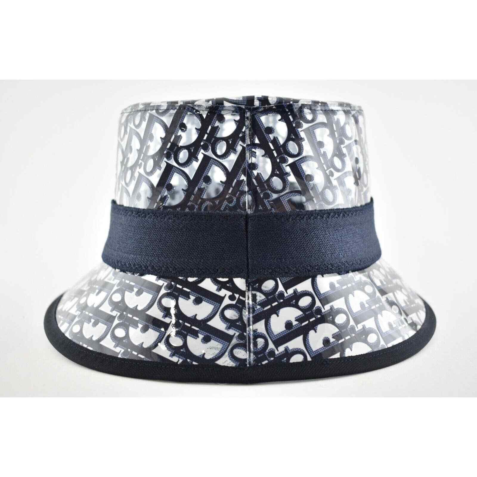 Dior French Oblique Logo Transparent Clear Sun Bucket Hat 57