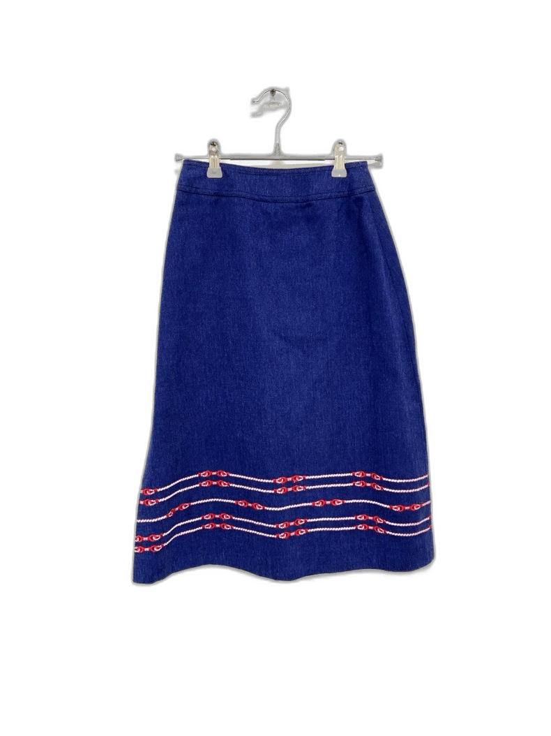 Celine Celine Blue Skirt with Decorative Trim Size 22" - 1 Thumbnail
