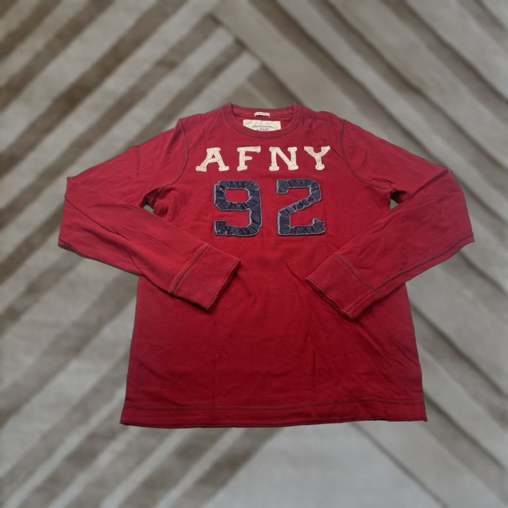 Abercrombie & Fitch VINTAGE Abercrombie & Fitch Muscle Long Sleeve Heavy T Shirt M Red Crew Neck Logo cotton Knit Men Shirt Size US M / EU 48-50 / 2 - 1 Thumbnail