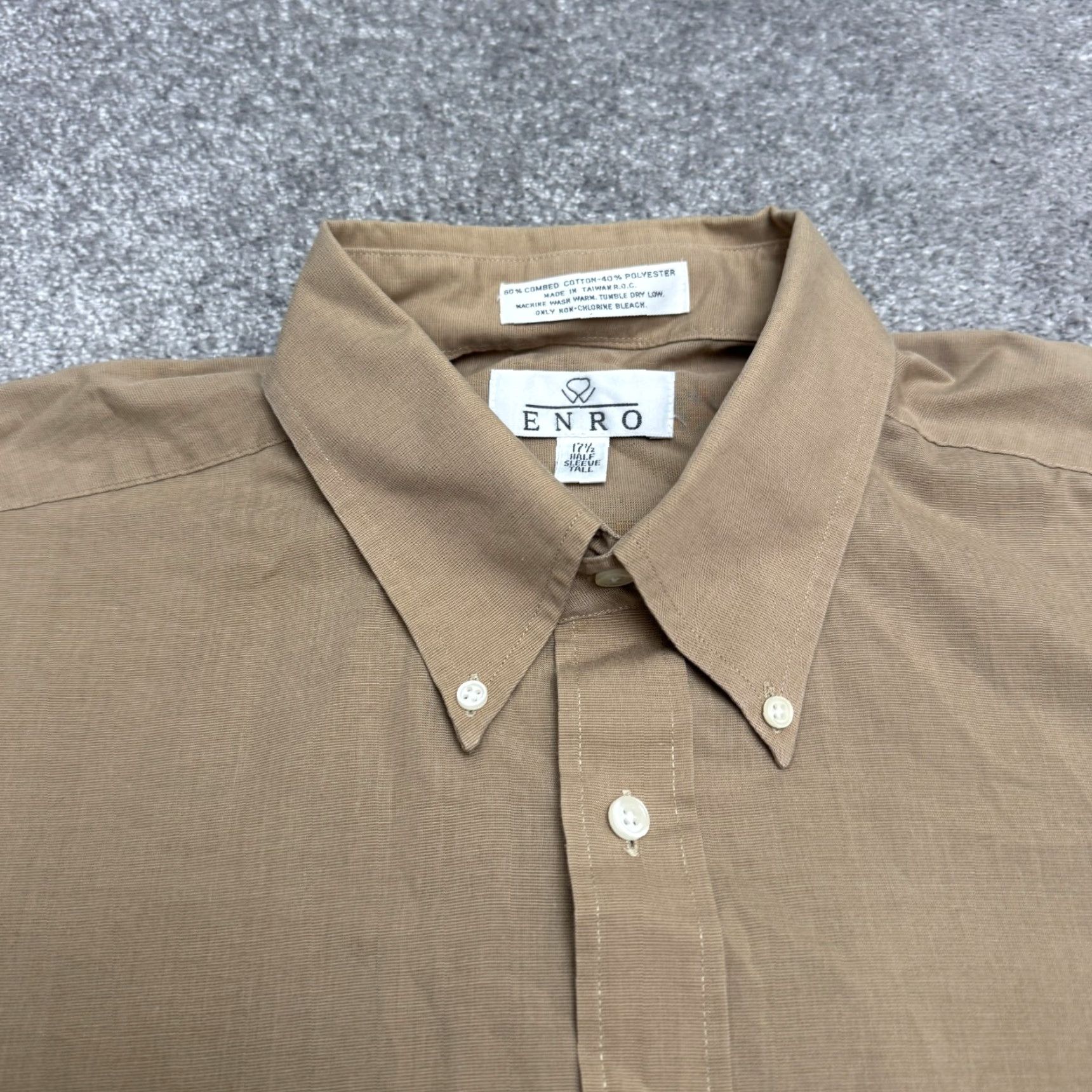 Enro VINTAGE Enro Men's Button-Down Shirt Casual Short Sleeve Brown Cotton Blend 17.5 Classic, Outdoor, Urban, Preppy Size US XL / EU 56 / 4 - 4 Thumbnail