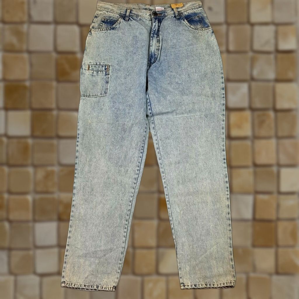 Vintage VINTAGE Indigo Jeans Acid Wash High Rise 34x31 Tapered Relaxed Denim Blue 80s 90s Women’s Pockets Rise: High Inseam: 31” Size 24" / US 00 / IT 34 - 1 Thumbnail