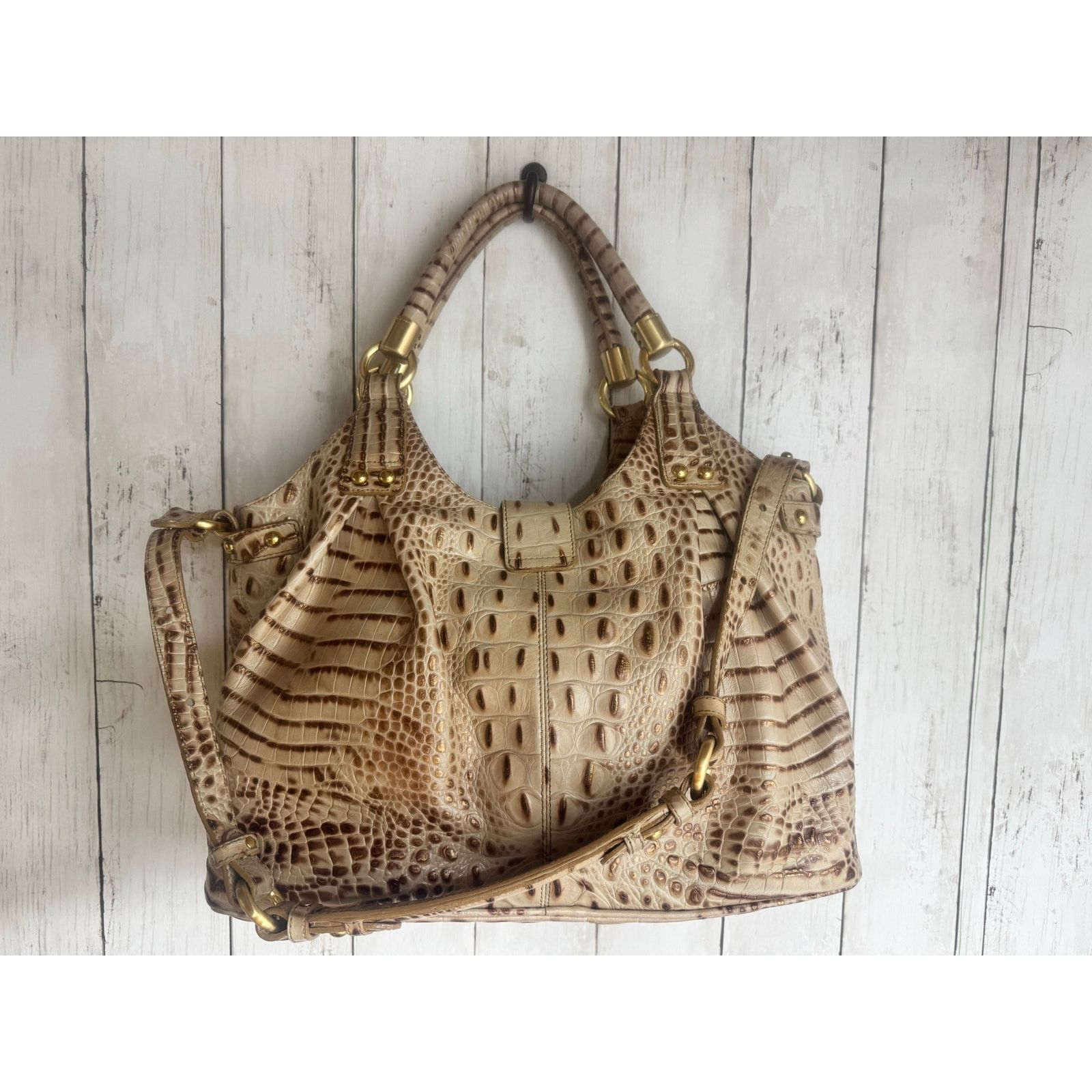 BRAHMIN Brahmin Cro embossed shoulder women bag and wallet champagne Size ONE SIZE - 2 Thumbnail
