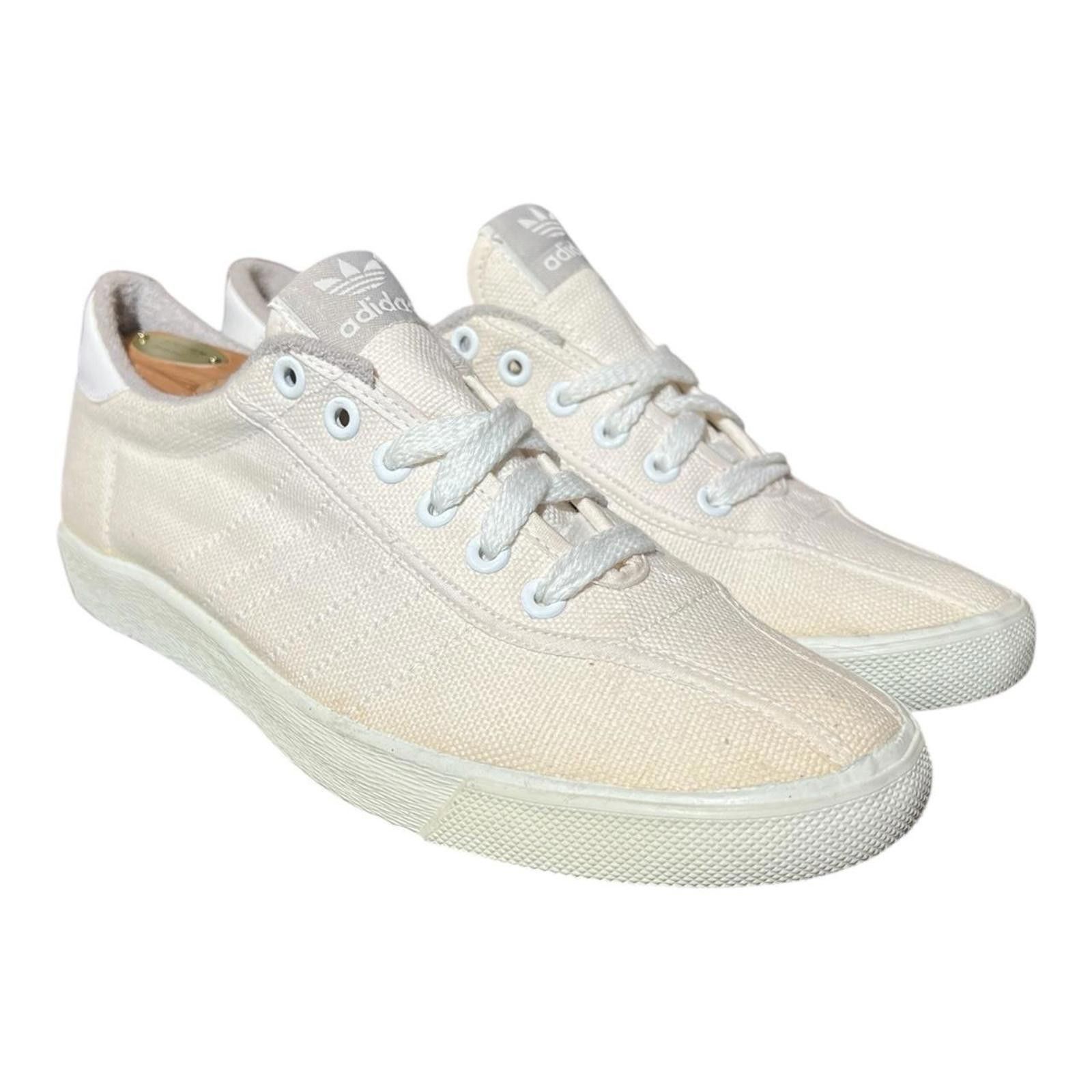 Adidas Vintage 70/80s Adidas White Canvas Tennis Shoe Size US 9 / IT 39 - 1 Thumbnail