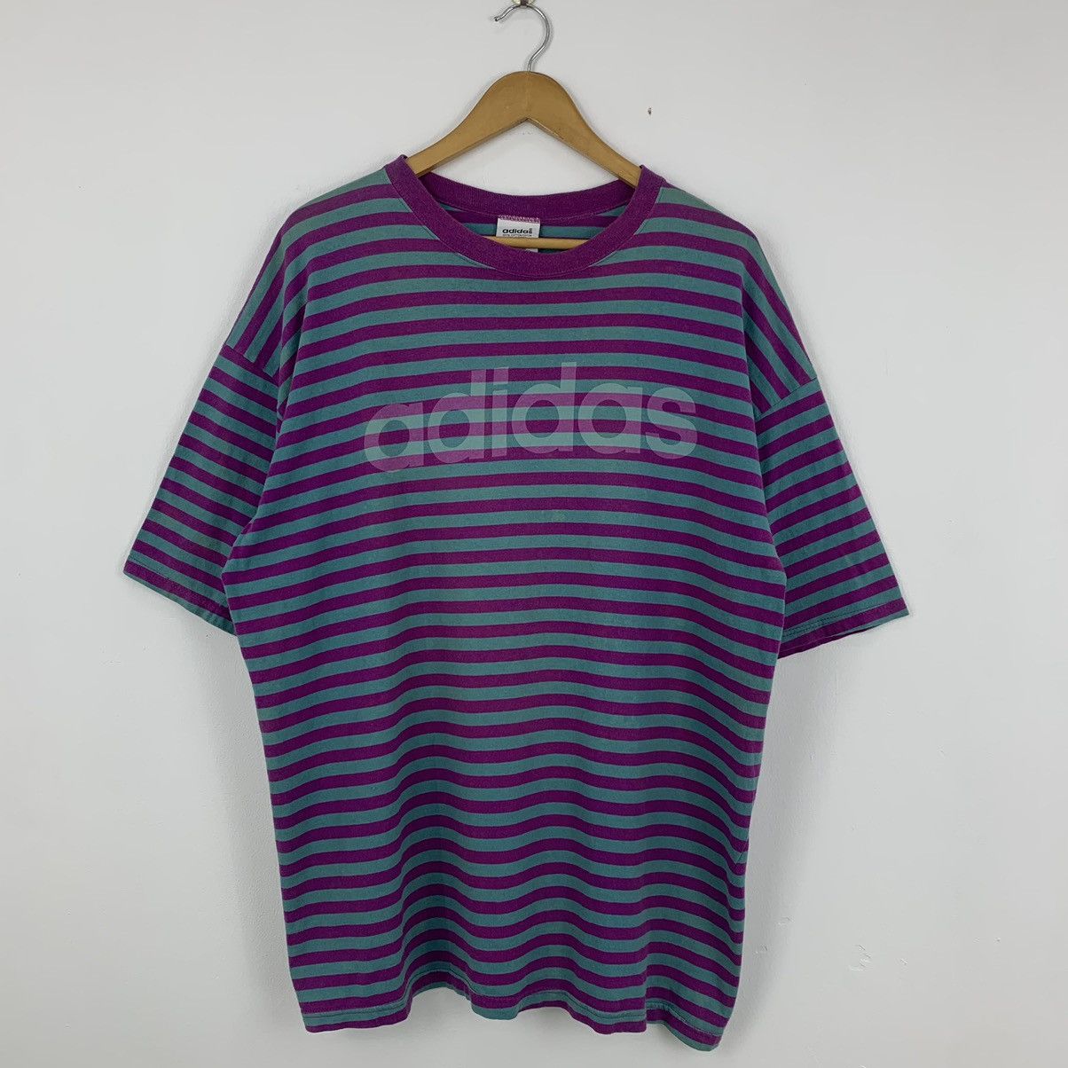 Adidas × Vintage Vintage 90’s Adidas Striped T-Shirt Size US XL / EU 56 / 4 - 1 Thumbnail