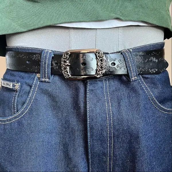 Japanese Brand Vintage style American western floral design black belt Size ONE SIZE - 1 Thumbnail