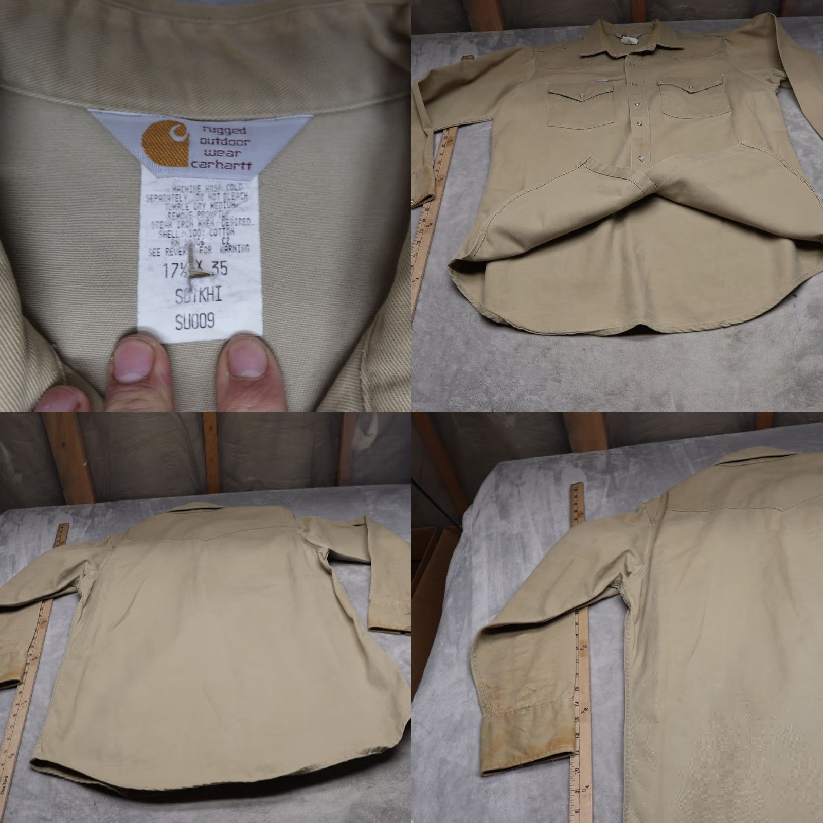 Carhartt Carhartt Shirt Mens XL 17.5 Cream Canvas Western Long Sleeve Rugged Snap Button-Up Twill Collar Pocket Casual Workwear Size US XL / EU 56 / 4 - 8 Thumbnail