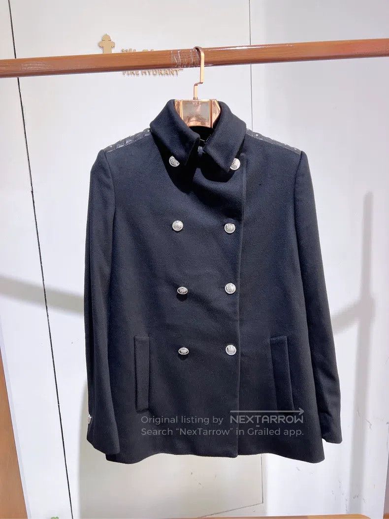 Versace Versace Men's coat double-rowed silver buckle black wool Size US XS / EU 42 / 0 - 3 Thumbnail