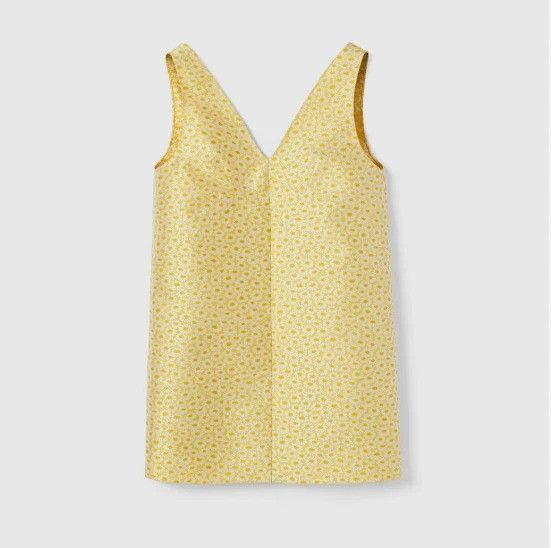 Gucci o1B3y1r0526 Silk Blend Floral Jacquard Dress in Yellow Size S / US 4 / IT 40 - 1 Preview