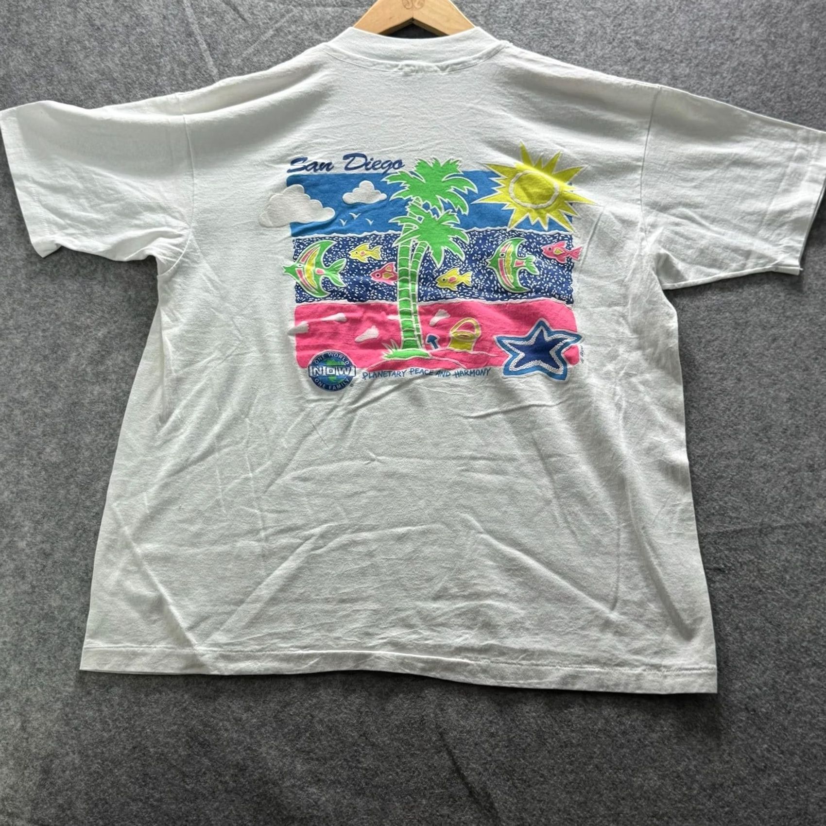 Hanes VINTAGE Hanes Shirt Mens XL White San Diego Fish Graphic Tee Fifty-Fifty Size US XL / EU 56 / 4 - 7 Thumbnail