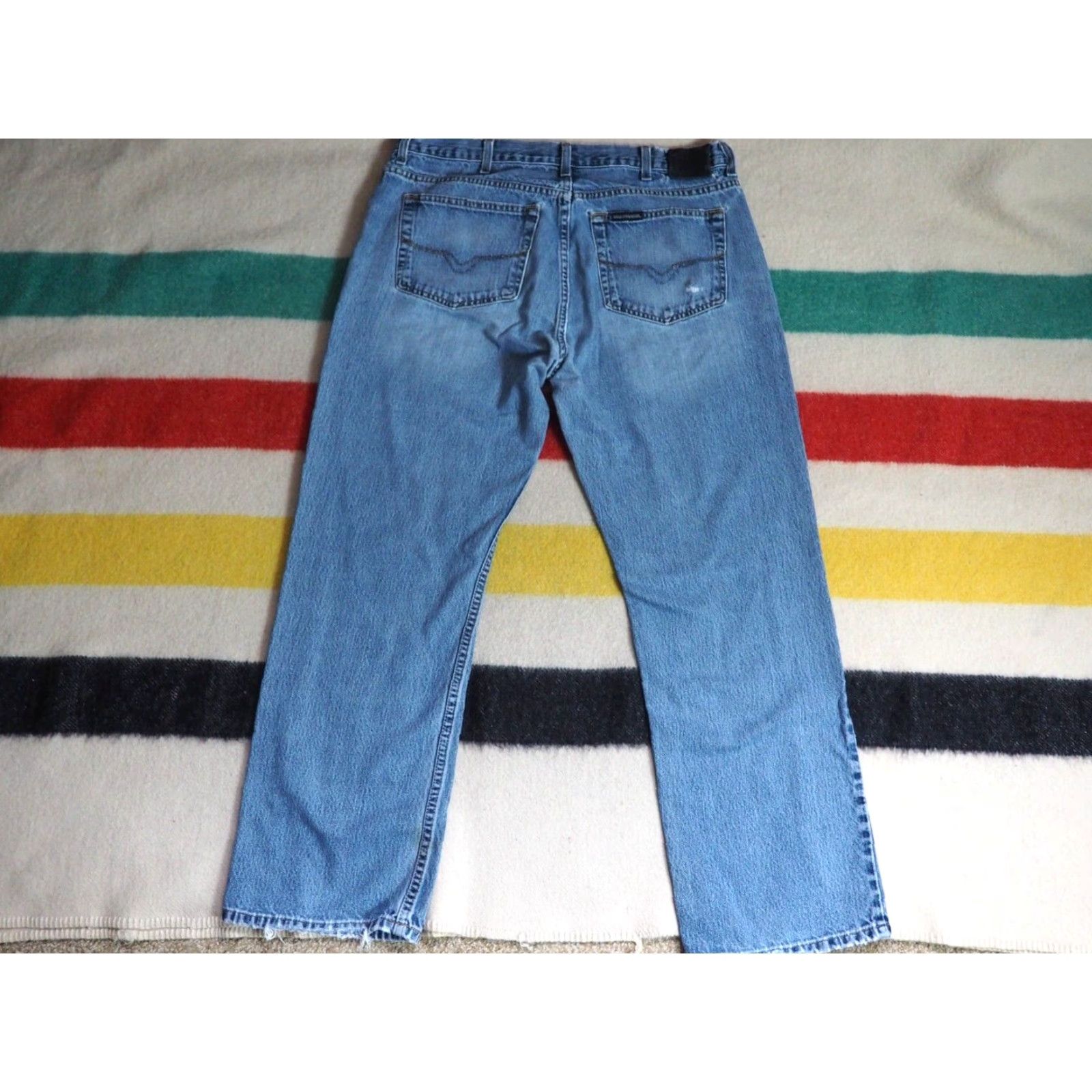 Harley Davidson VINTAGE Harley Davidson Jeans - Denim, 2000s, Grunge Distressed Blue 36x30 Adult Mens Regular Subculture Casual Clothing Size US 36 / EU 52 - 2 Thumbnail
