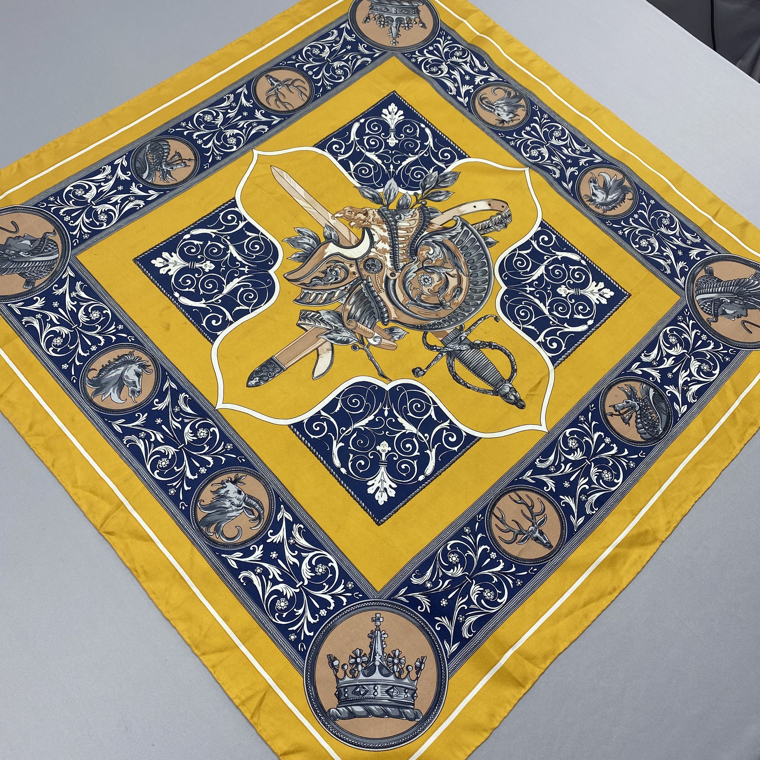 Japanese Brand Vintage Mythology SILK Scarf Twill Stole Wraps Scarves Size ONE SIZE - 4 Thumbnail
