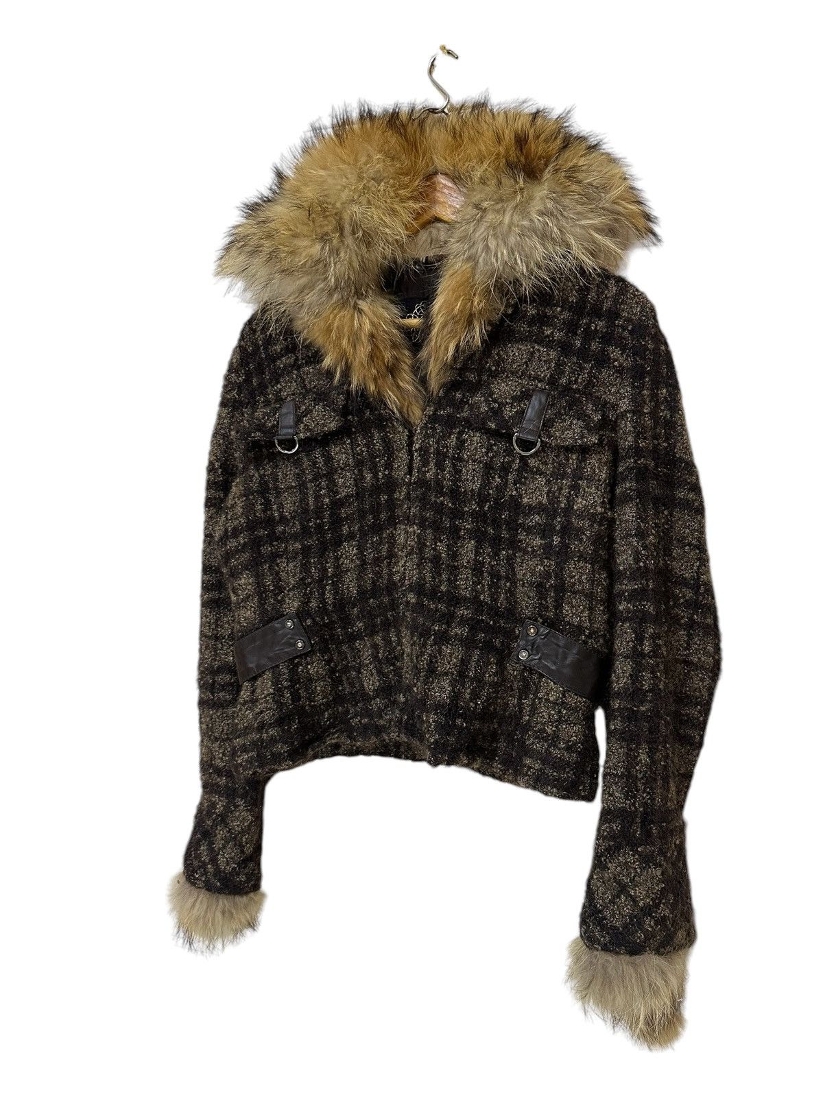 Japanese Brand La Moda Goji Tweed Jacket Fur Faux Jacket Size M / US 6-8 / IT 42-44 - 3 Thumbnail