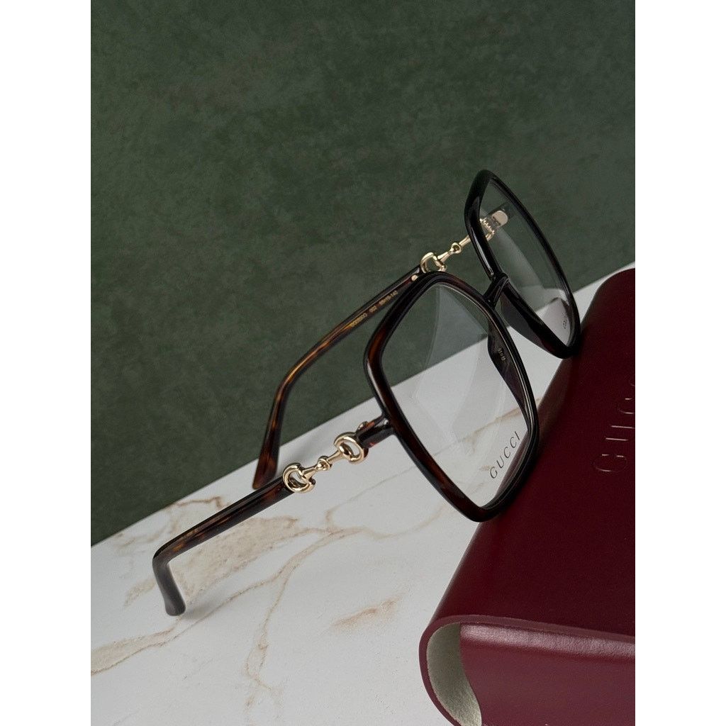 Gucci NEW Gucci GG0890O Brown Square Horsebit Eyeglasses Frames Size ONE SIZE - 6 Thumbnail