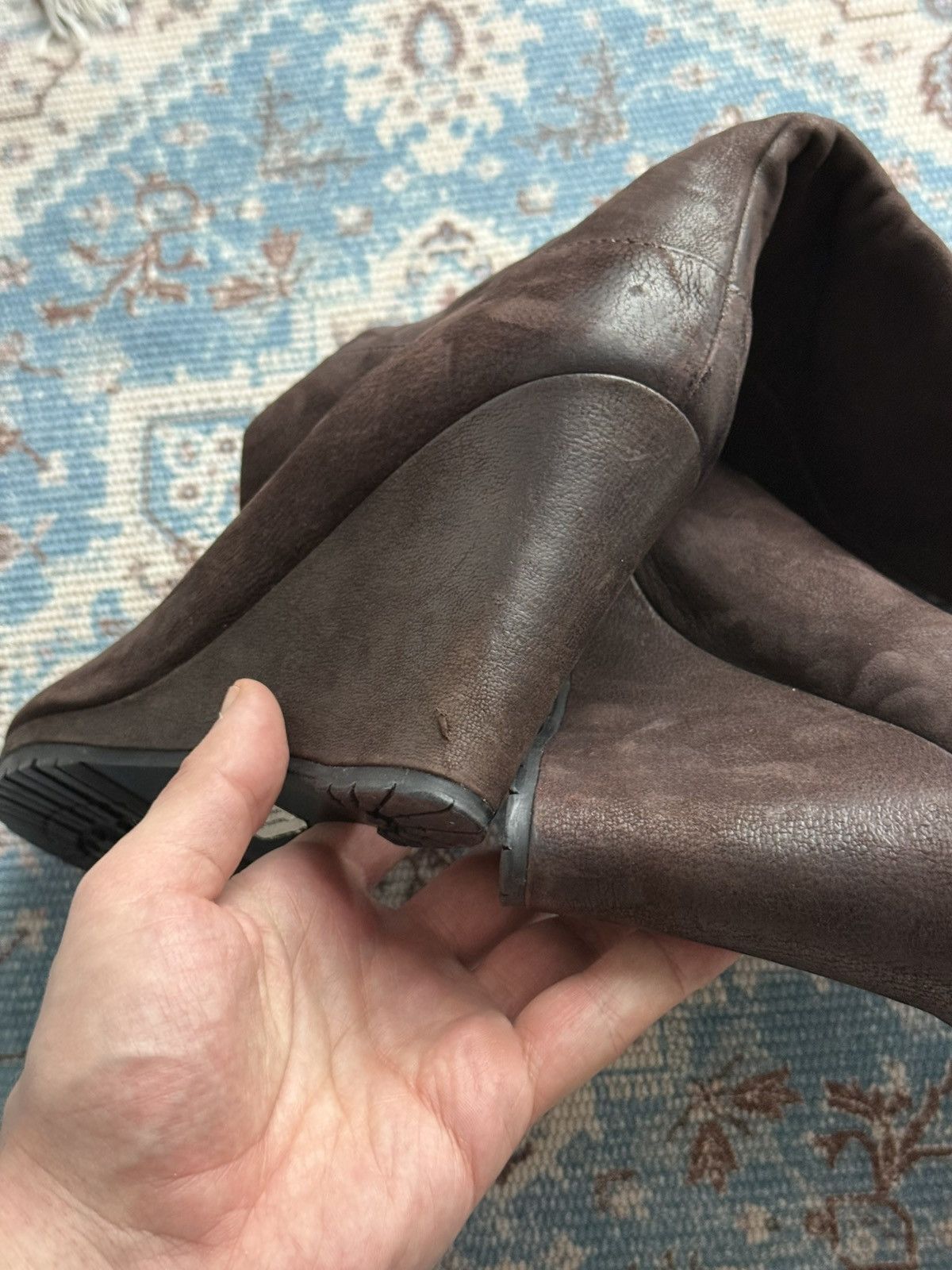 Prada Archive Prada 2000s Leather Knee Wedge Dark Brown Boots Sz41 Size US 11 / IT 41 - 16 Thumbnail