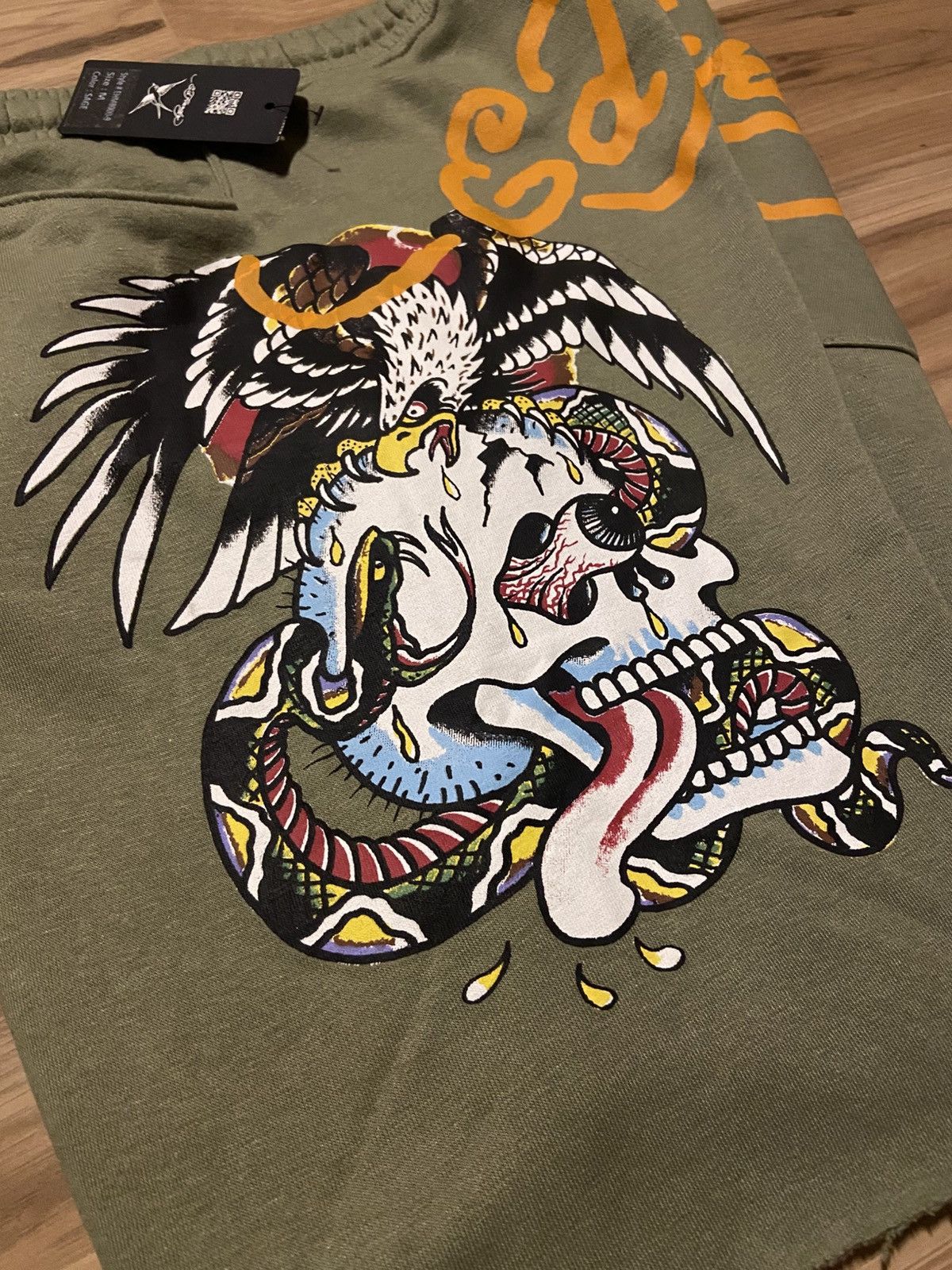 Christian Audigier × Ed Hardy Ed Hardy Eagle + Skull Sweatshort (Green) Size US 31 - 6 Thumbnail