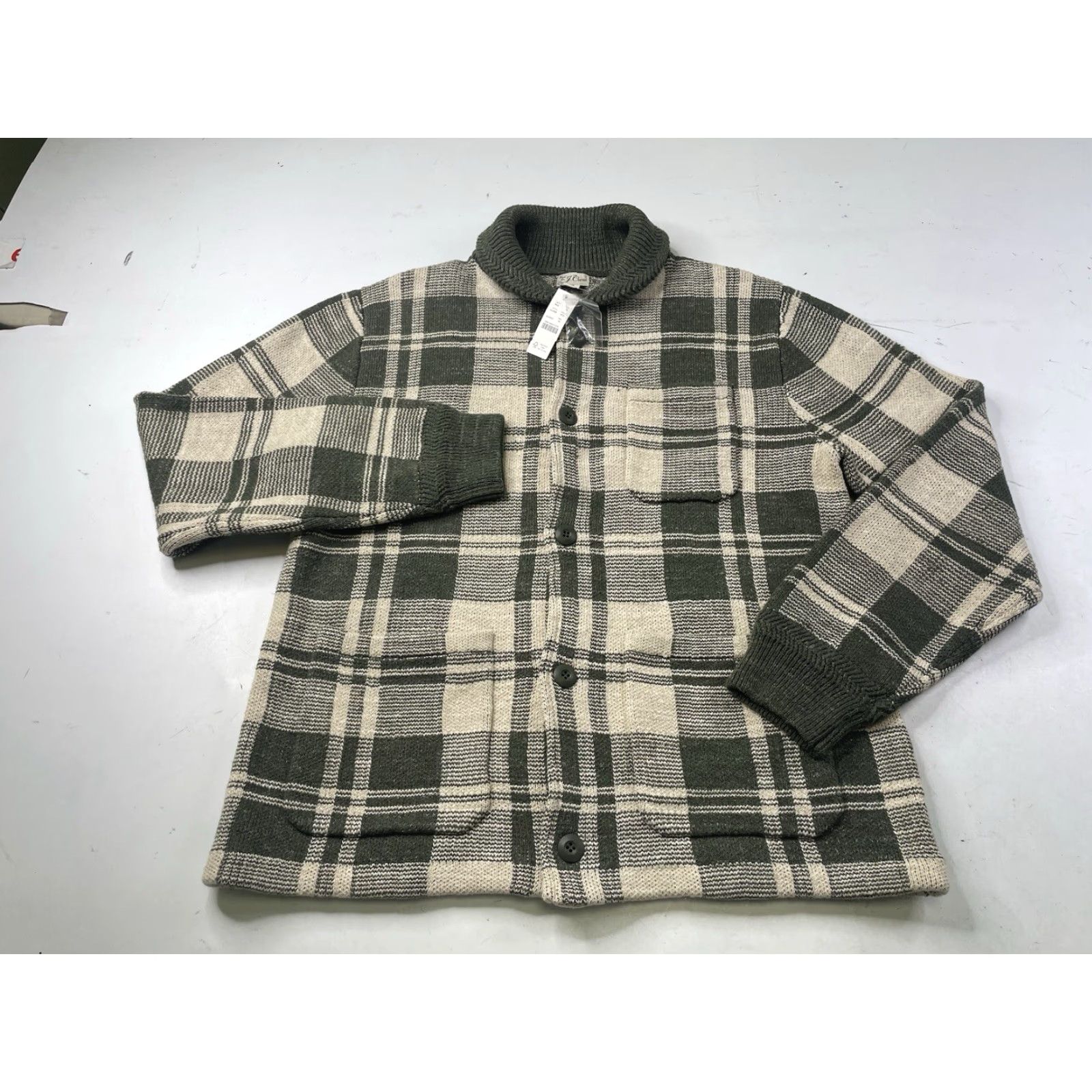 J.Crew J.CREW Men’s Cotton Knit Chore Jacket Sweater Heather Cypress Plaid Medium NWT Size US M / EU 48-50 / 2 - 2 Thumbnail