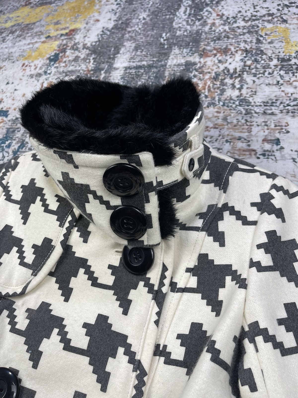 Japanese Brand Spiral Girl Houndstooth Print Double Breasted Coats Size S / US 4 / IT 40 - 4 Thumbnail