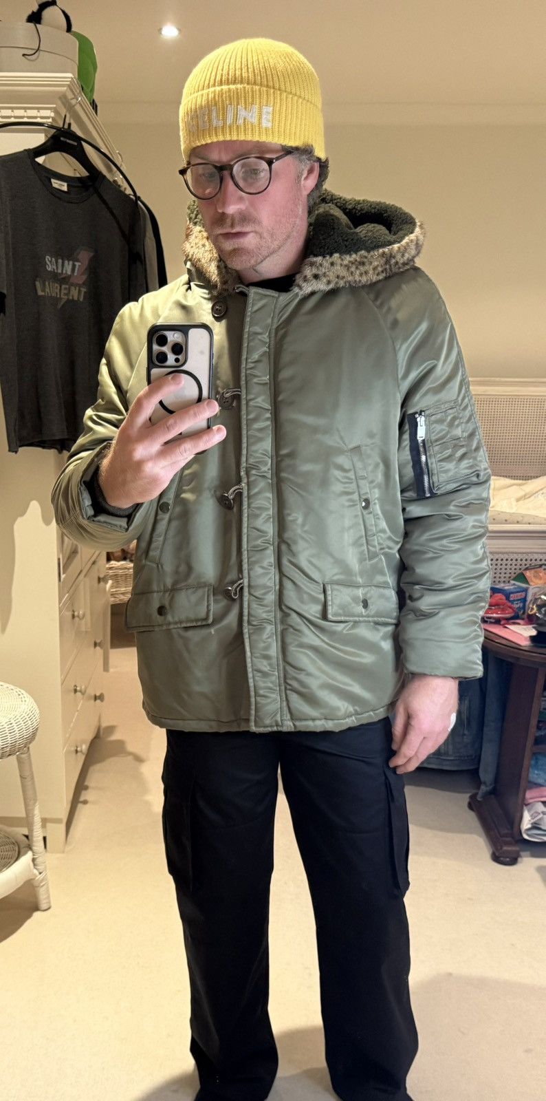 Saint Laurent Paris FW15 Saint Laurent fur hoodie MA-1 parka coat Hedi Slimane Size US L / EU 52-54 / 3 - 2 Thumbnail