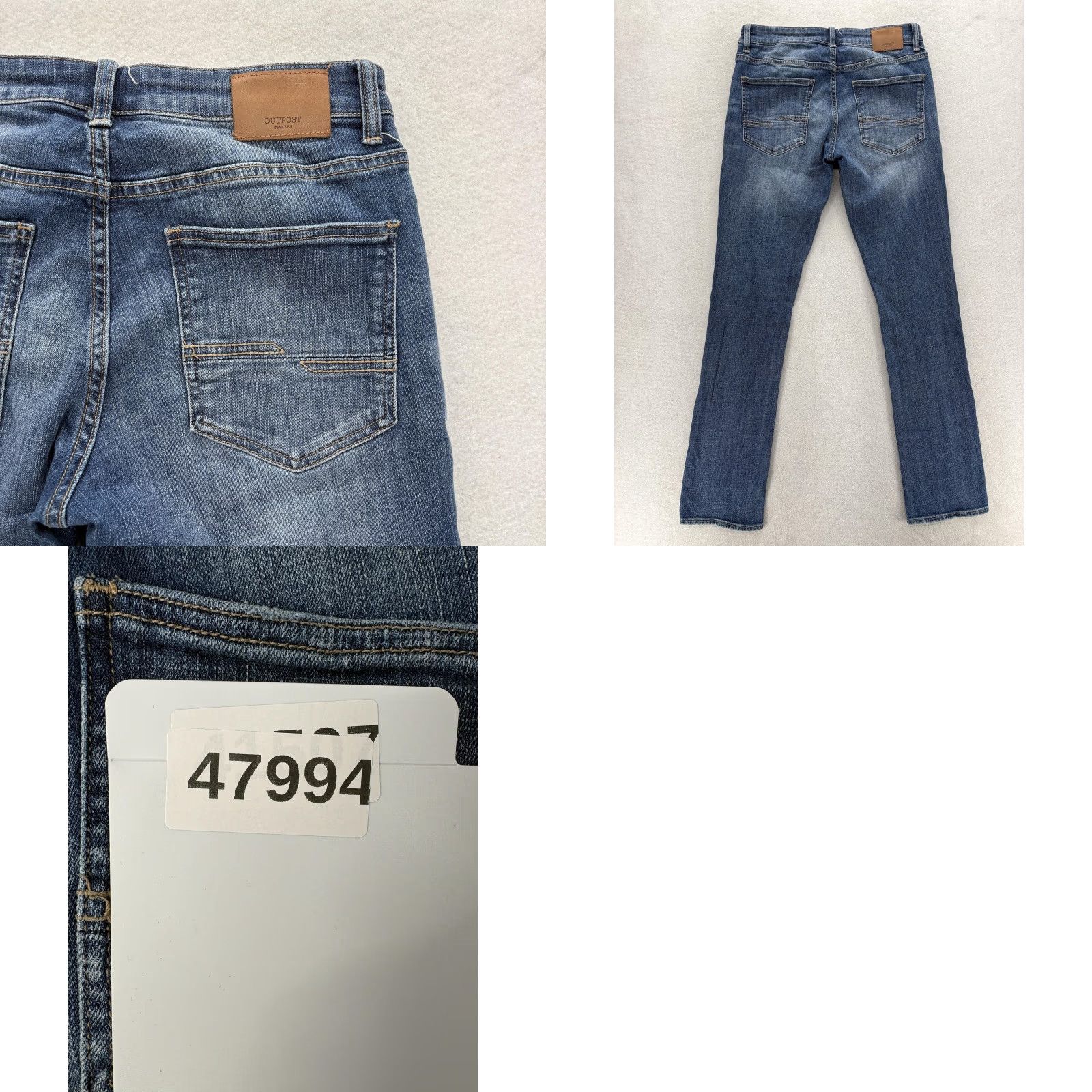 Vintage Outpost Makers Jeans Slim Straight Mens 31x34 Blue Stretch Denim 5-Pocket Zip Fly Logo Patch Vintage No Size US 31 - 9 Thumbnail
