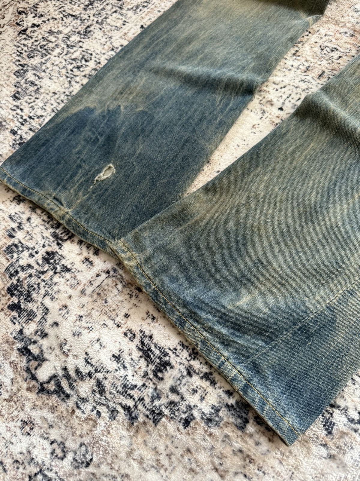 Le Grande Bleu (L.G.B.) Edwin Tokyo Mud Wash Distressed Flared Jeans Size US 36 / EU 52 - 7 Thumbnail