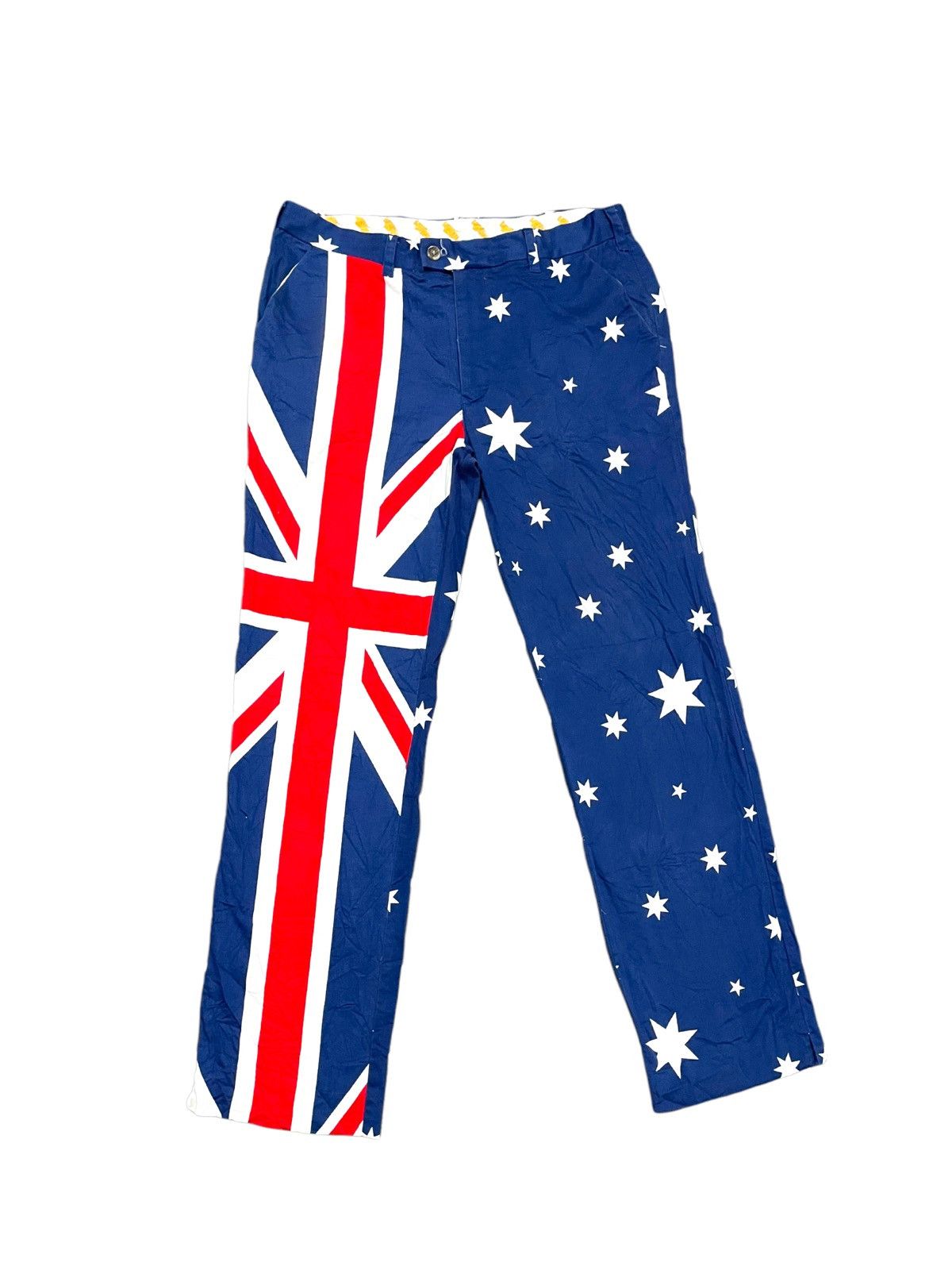 image of Avant Garde Japanese Loud Mouth Golf Trouser Pants in Blue, Men's (Size 36)