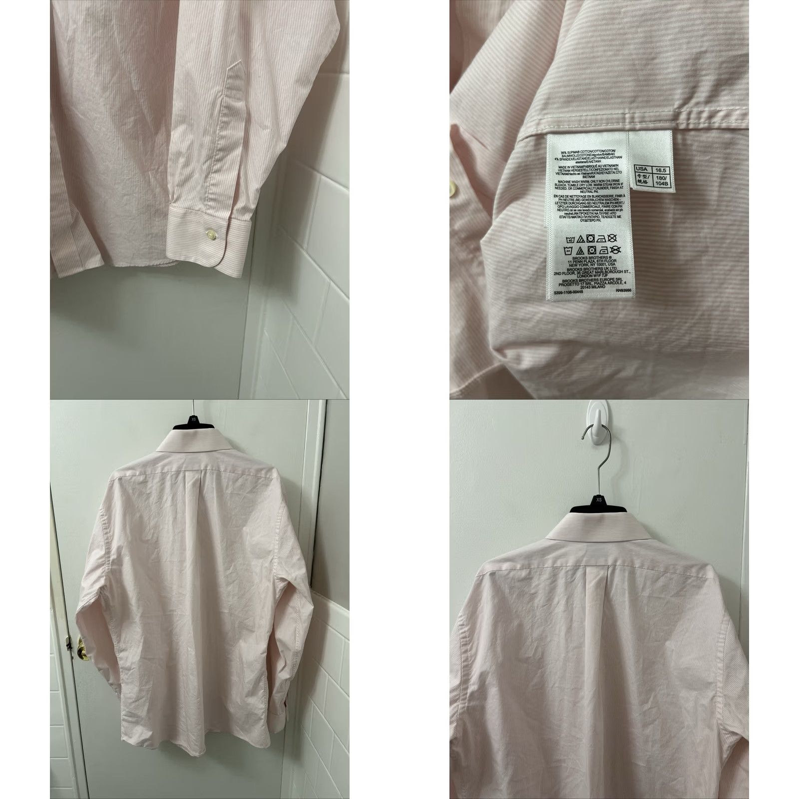 Brooks Brothers Brooks Brothers Shirt Mens 16.5 Pink Oxford Striped Regent Supima Button Up L/S Non-Iron Dress Shirt Size US XL / EU 56 / 4 - 8 Thumbnail