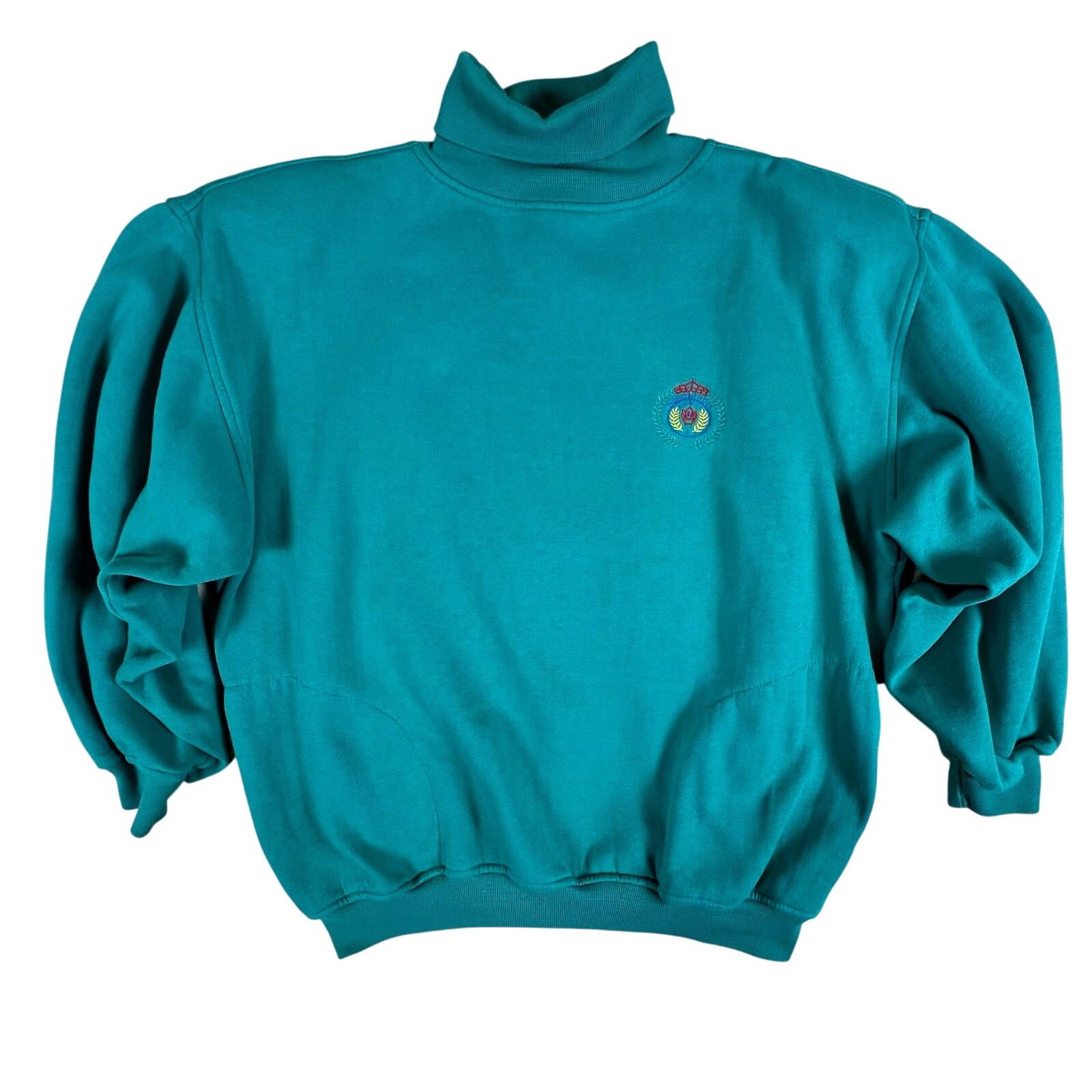 Nordstrom Vintage Teal Mock Neck Sweatshirt L | Nordstrom Lingerie Size L / US 10 / IT 46 - 3 Thumbnail