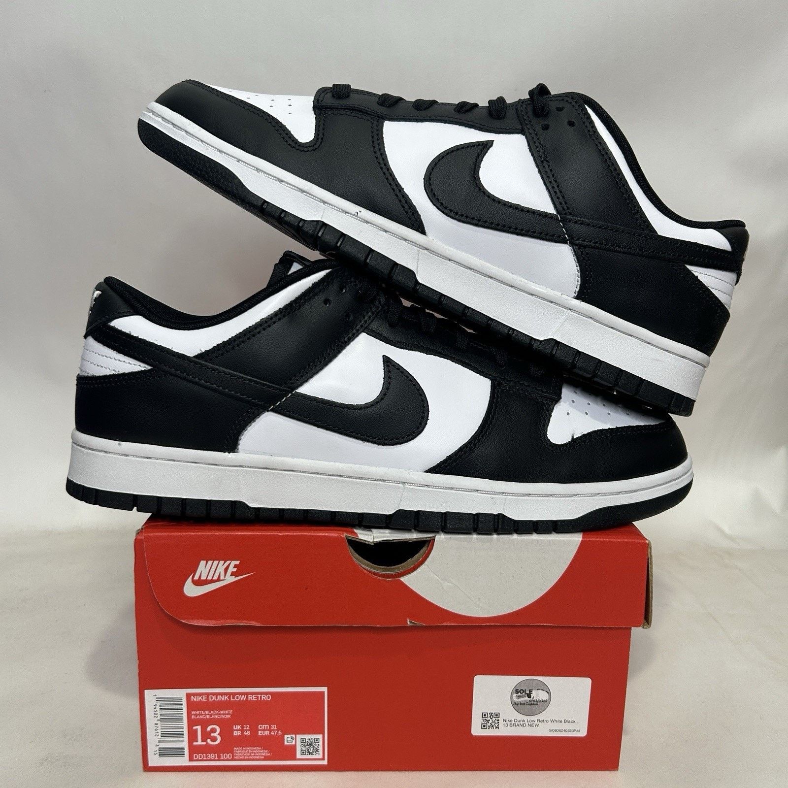 Nike Nike Dunk Low Retro “Black White/Panda” Size US 13 / EU 46 - 1 Thumbnail