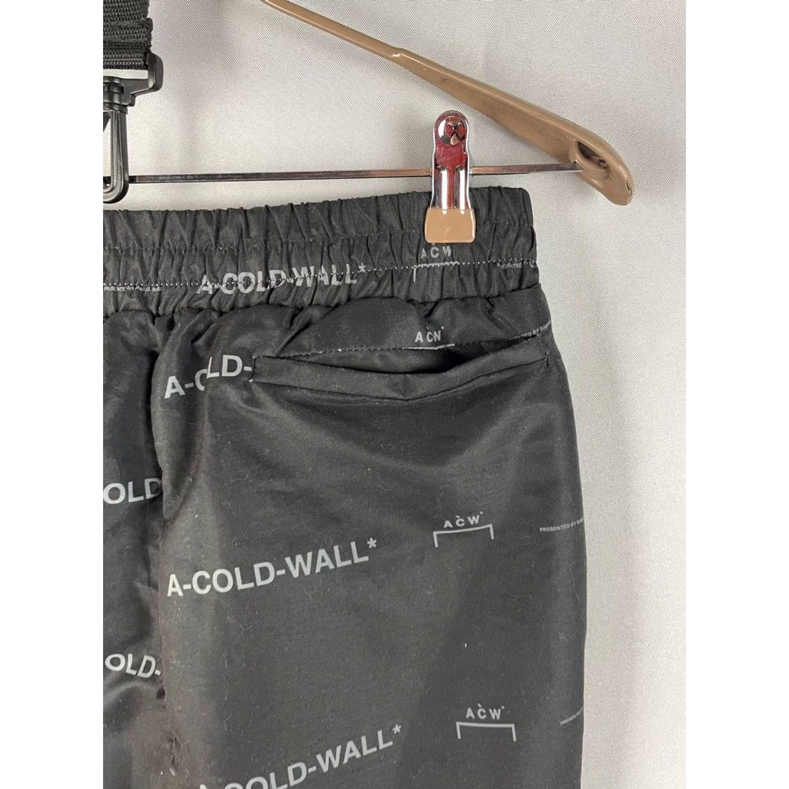 Vintage A-Cold-Wall Jogger Pants Mens L Black Polyester Elastic Waist Trouser Fashion Slim Casual Workwear Activewear Regular Fit Straight Leg Pants Size US 33 - 7 Thumbnail
