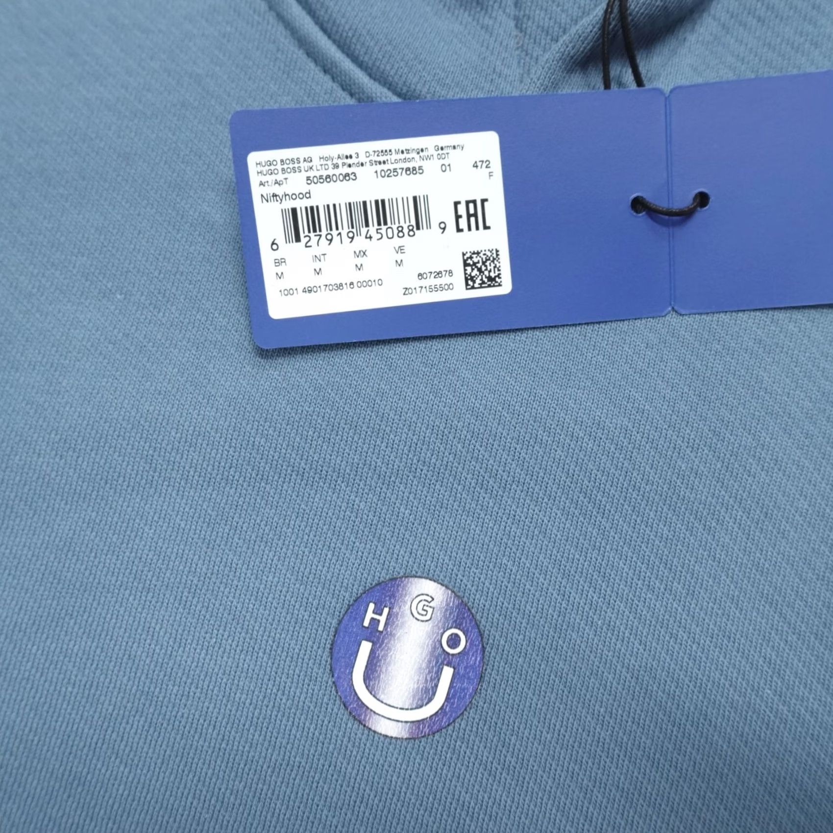 Hugo Boss HUGO BOSS Niftyhood Pullover Hoodie Men M Logo Cotton French Terry Blue Regular Size M Hoodie Mens Size US M / EU 48-50 / 2 - 3 Thumbnail